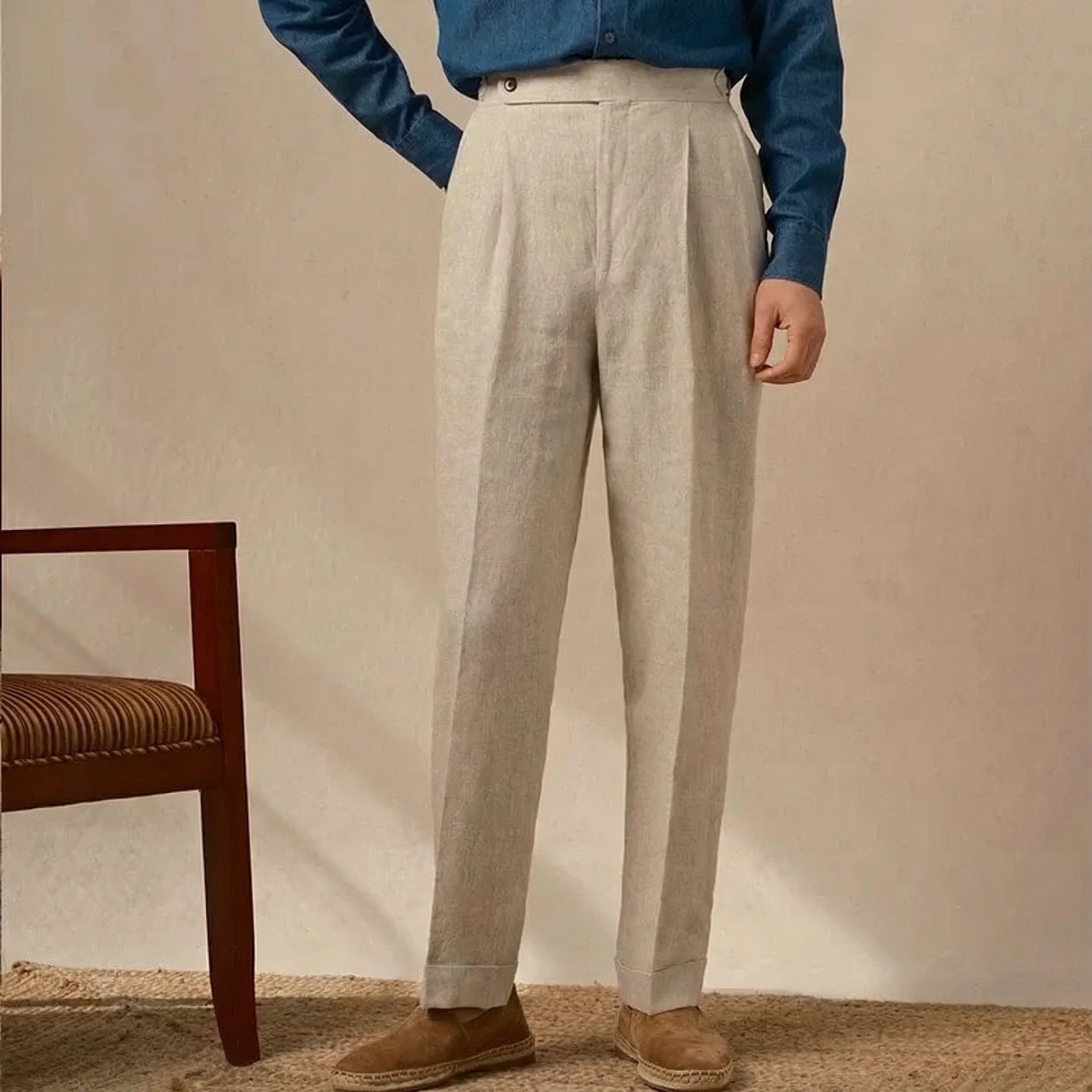 High-Waisted French Linen Trousers - Image 5