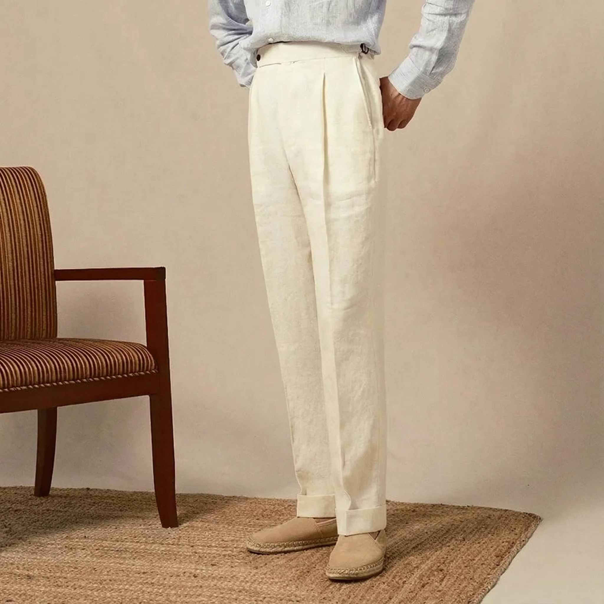 High-Waisted French Linen Trousers - Image 6
