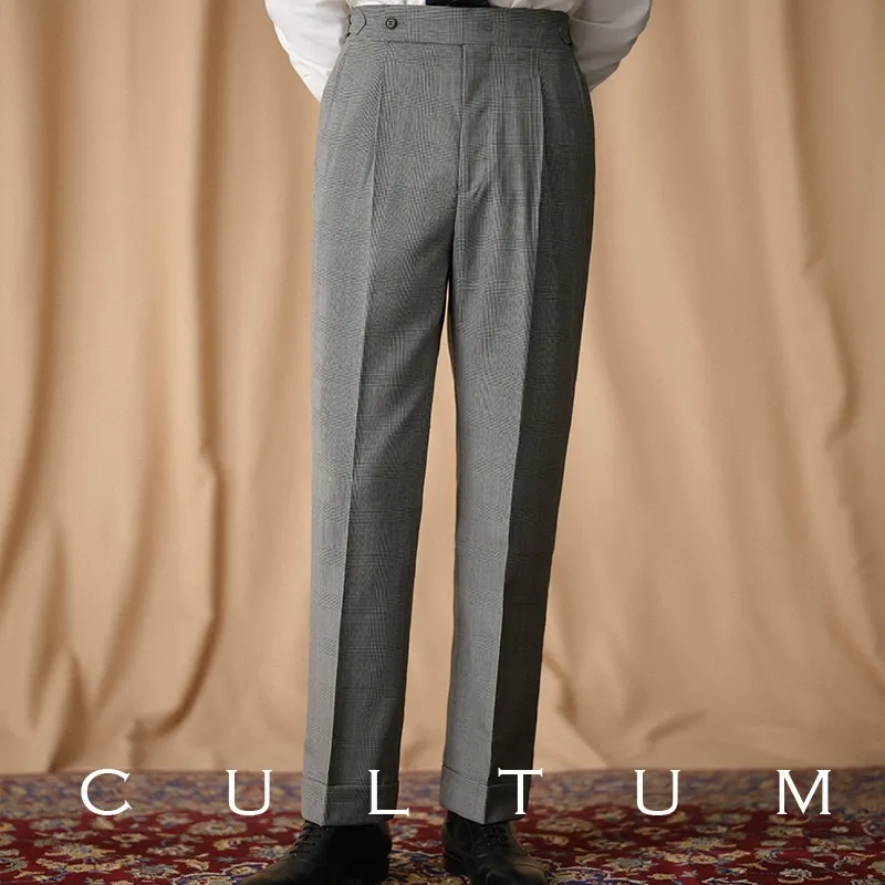 High-Waisted Plaid Trousers - Image 3