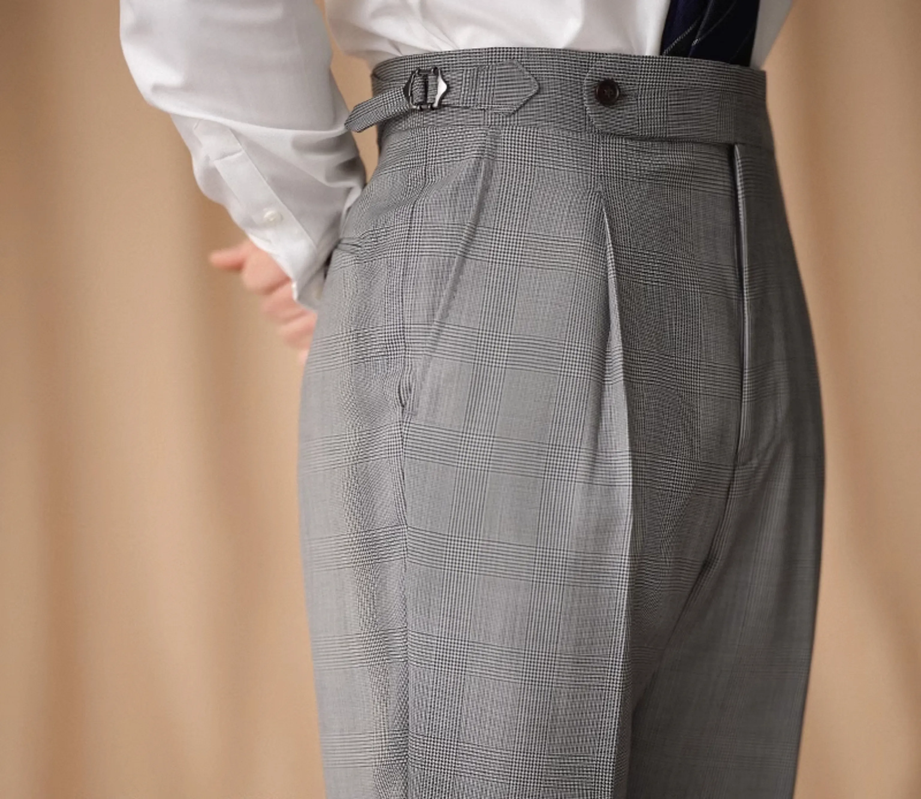 High-Waisted Plaid Trousers - Image 6