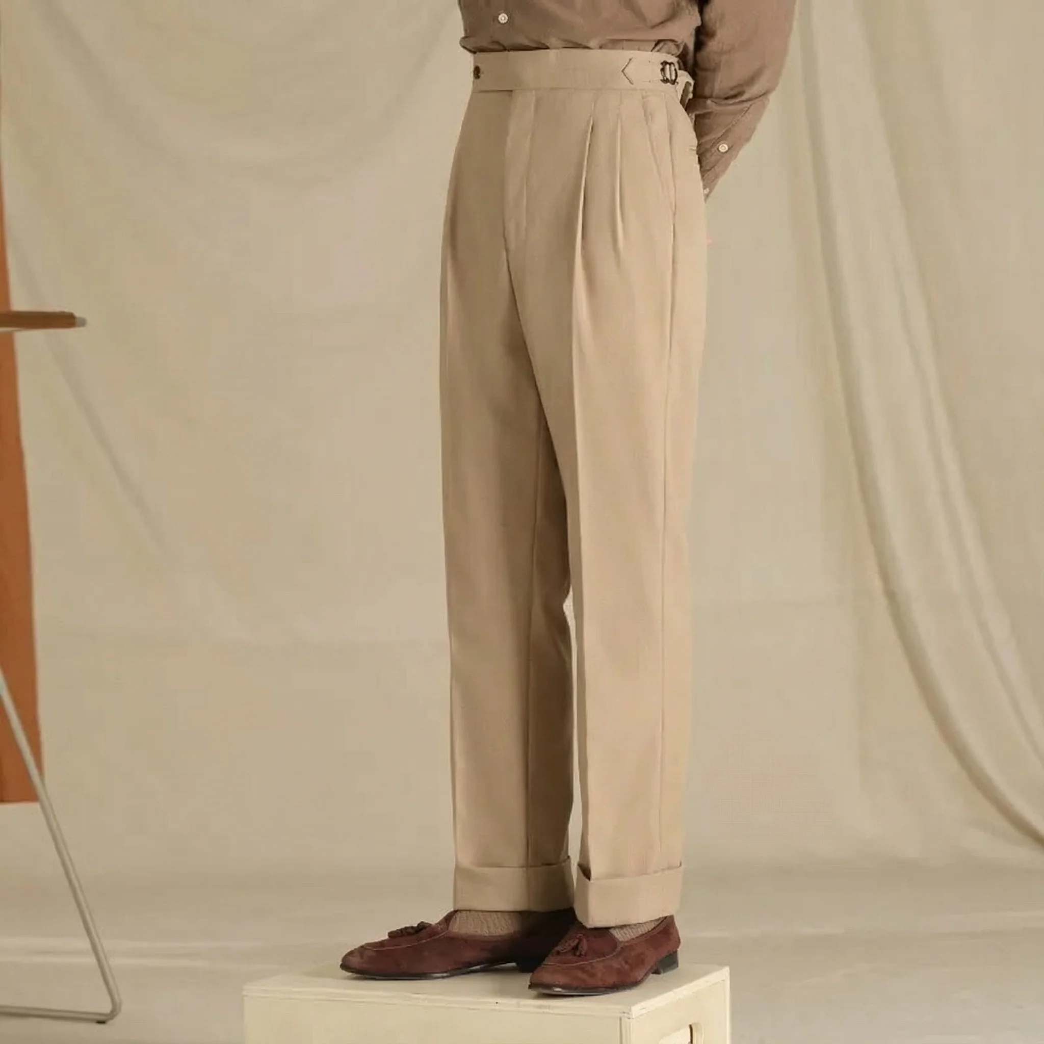 High-Waisted Pleated Trousers - Image 7