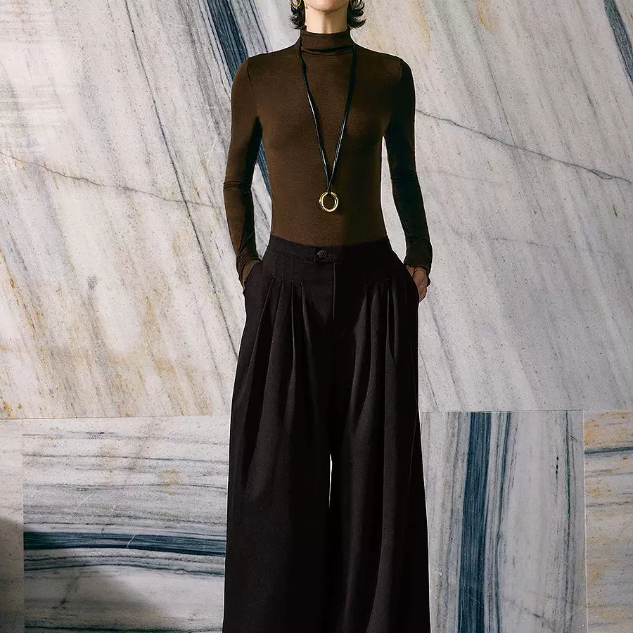 High-Waisted Pleated Wide-Leg Trousers - Image 2