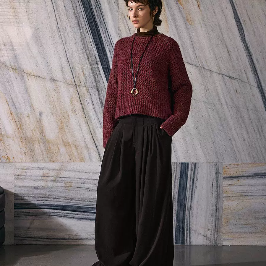 High-Waisted Pleated Wide-Leg Trousers - Image 5