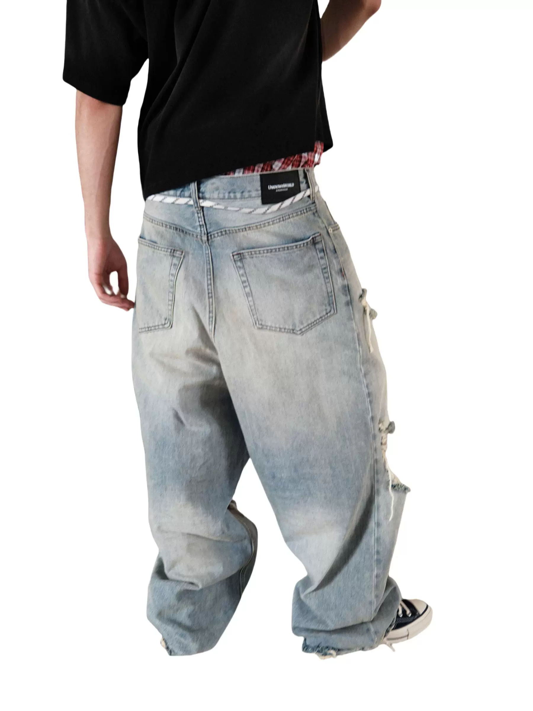High-Waisted Wide-Leg Distressed Jeans - Image 3