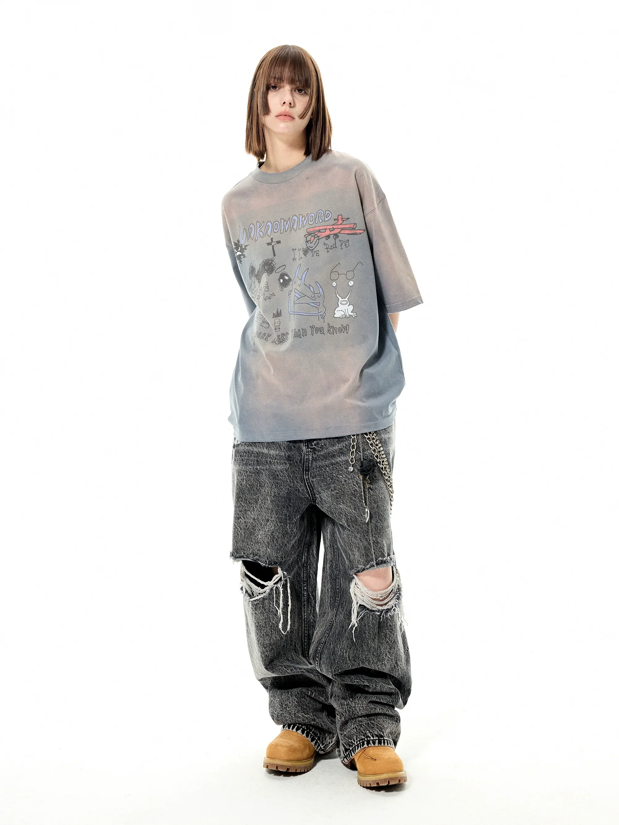 High-Waisted Wide-Leg Distressed Jeans - Image 4