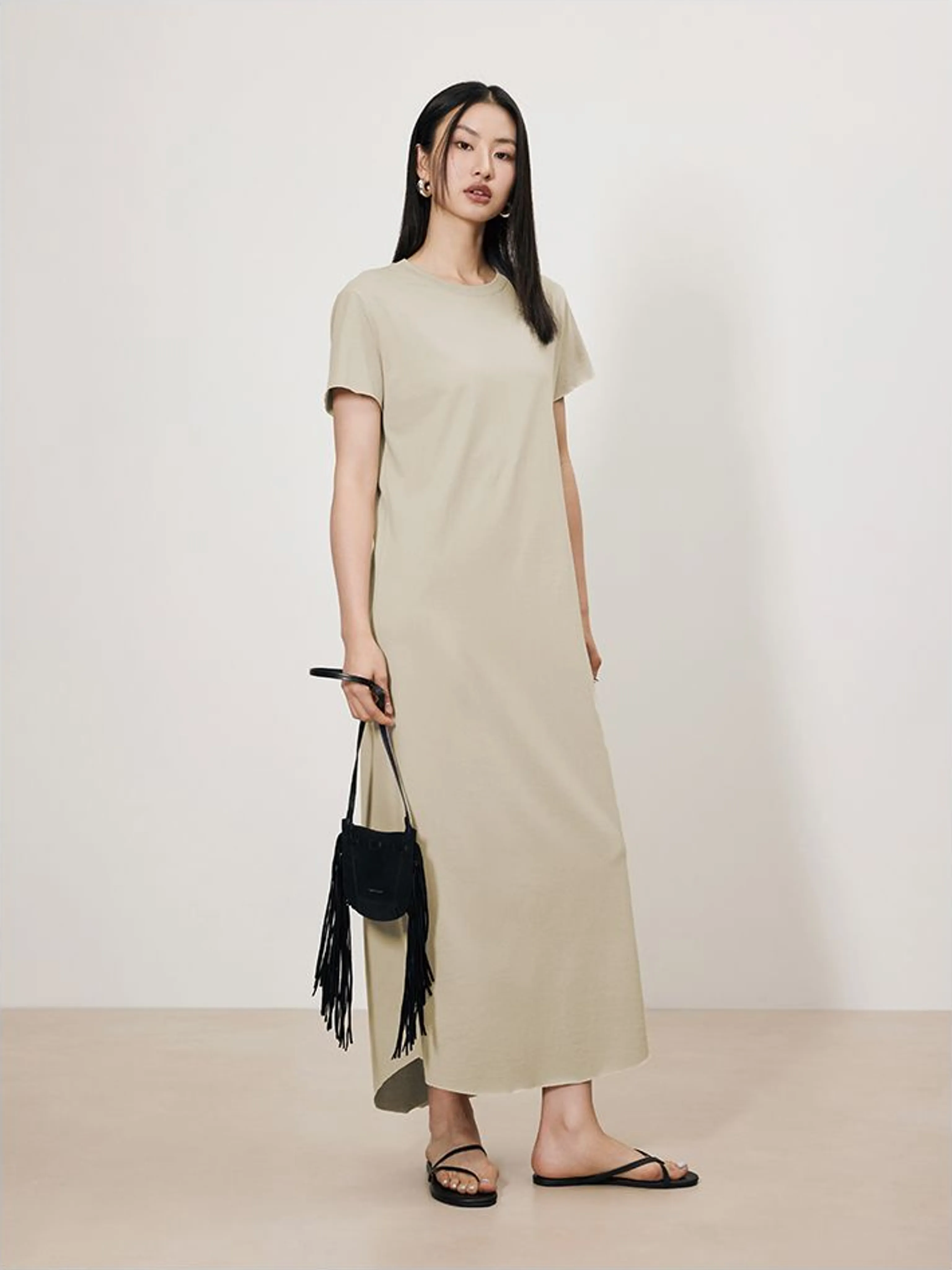 High-Weight Cotton T-Shirt Maxi Dress - Image 9