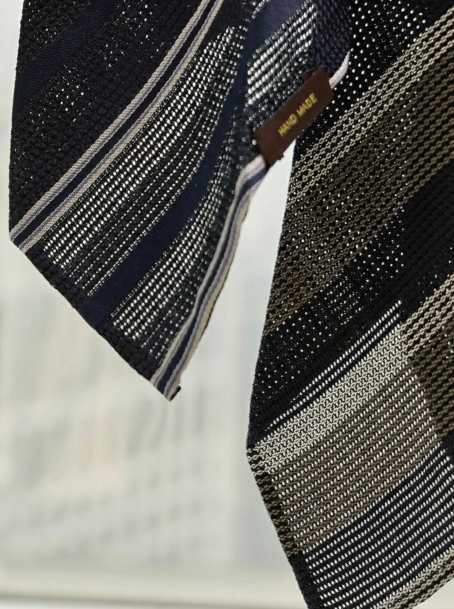 Hollow-Knit Silk Striped Tie - Image 2