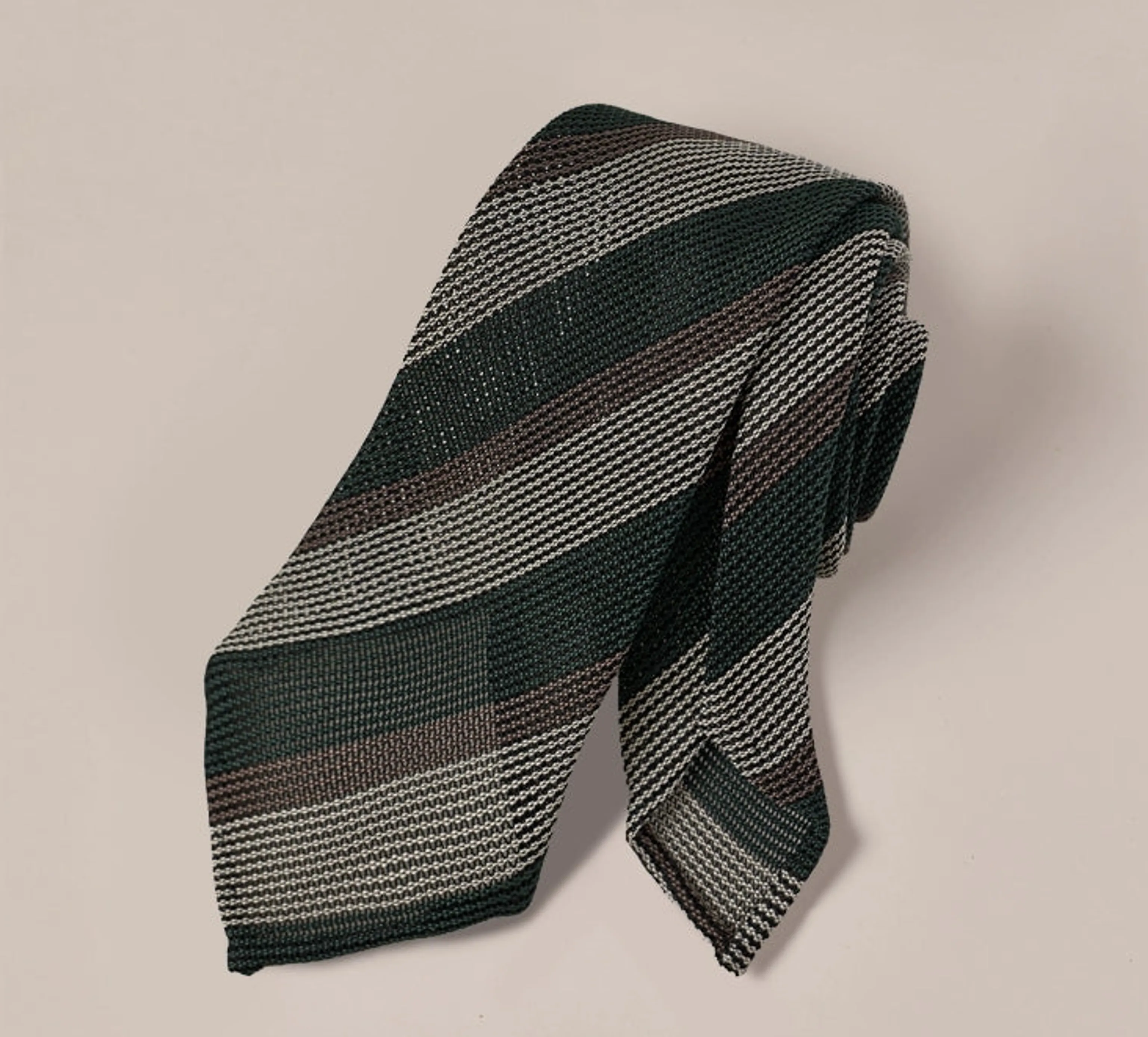 Hollow-Knit Silk Striped Tie - Image 4