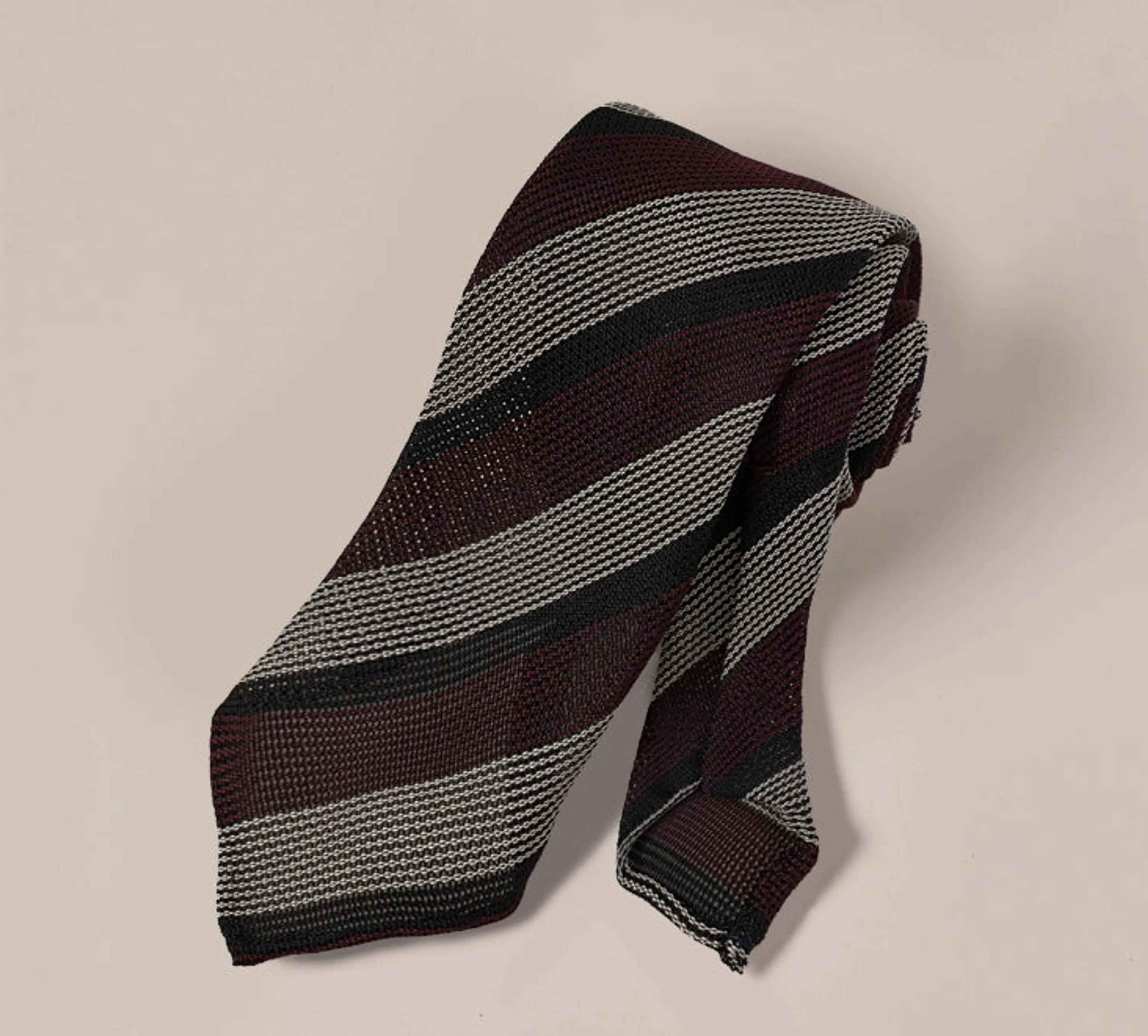 Hollow-Knit Silk Striped Tie - Image 6