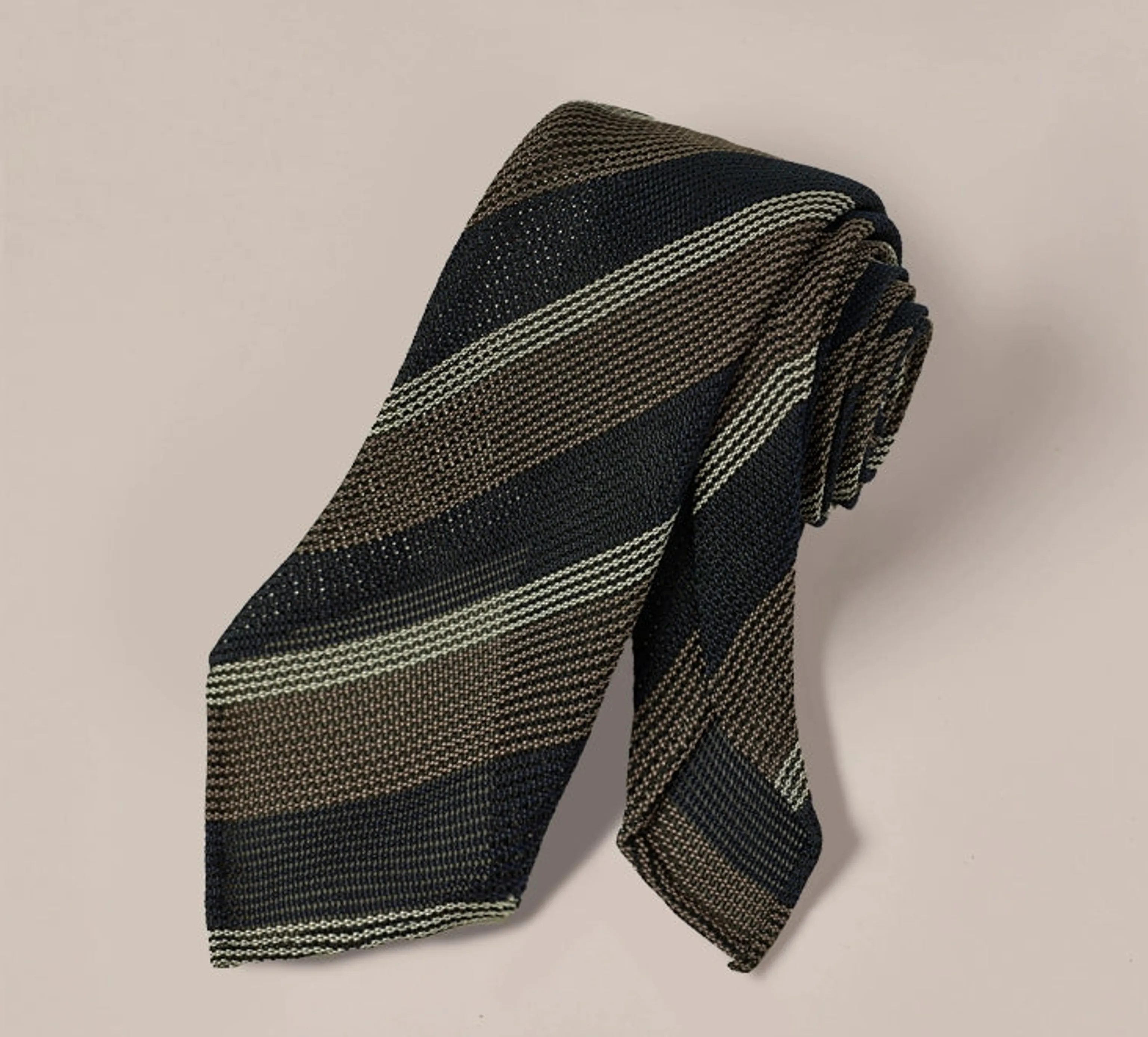 Hollow-Knit Silk Striped Tie - Image 7
