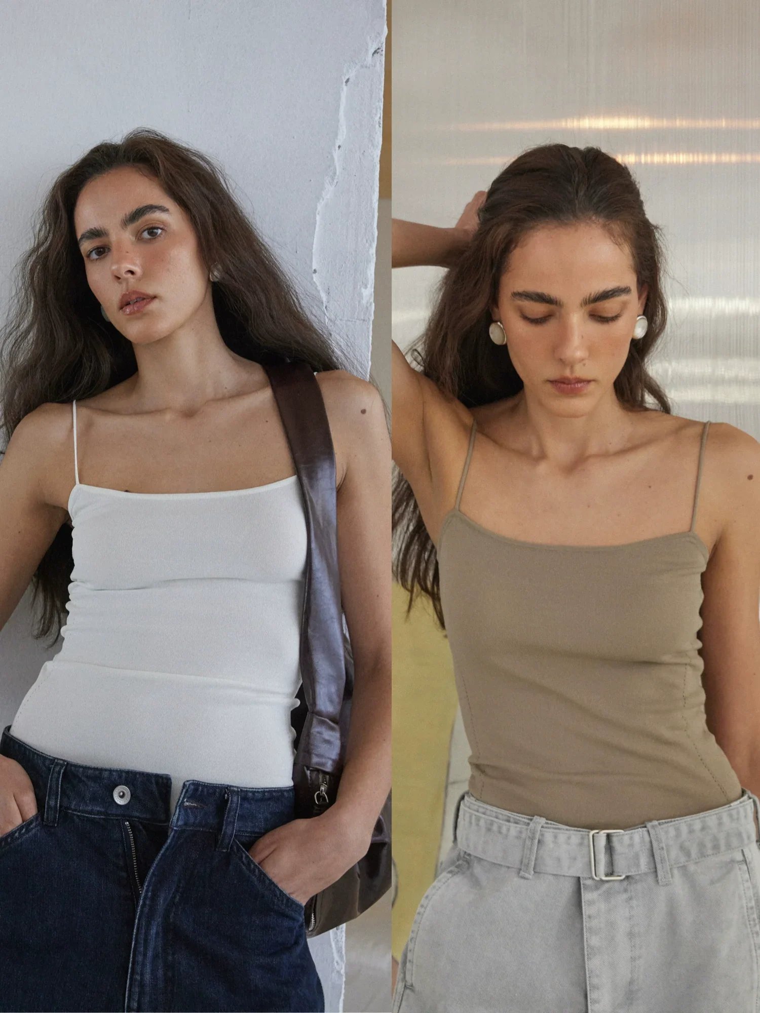 Hollow-Knit Spaghetti Strap Camisole