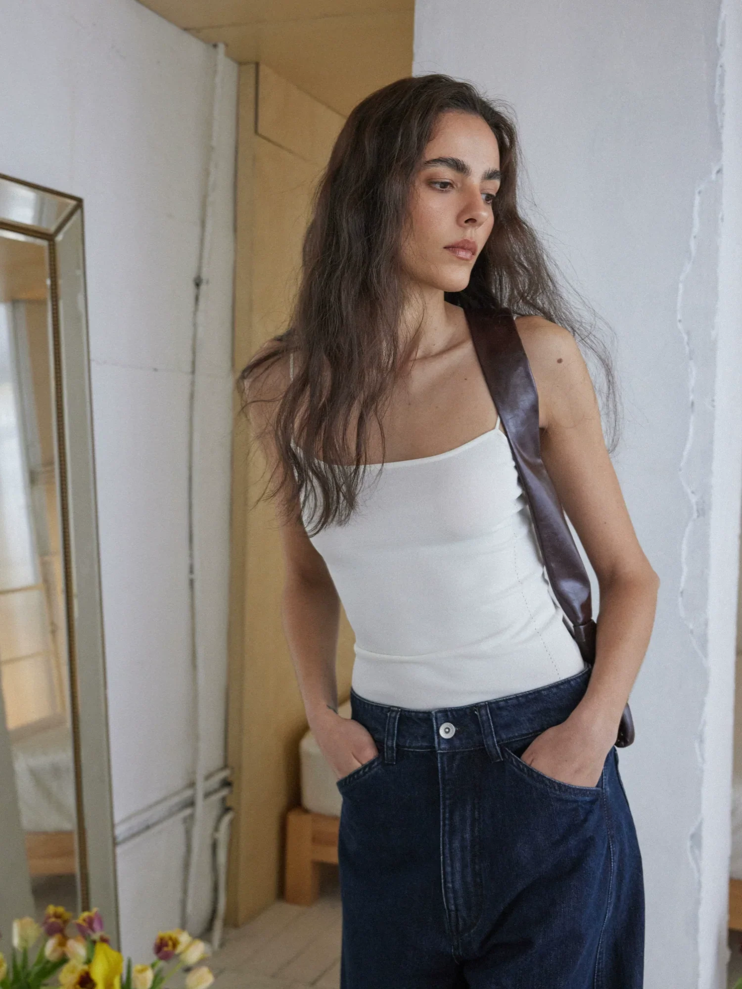 Hollow-Knit Spaghetti Strap Camisole - Image 2