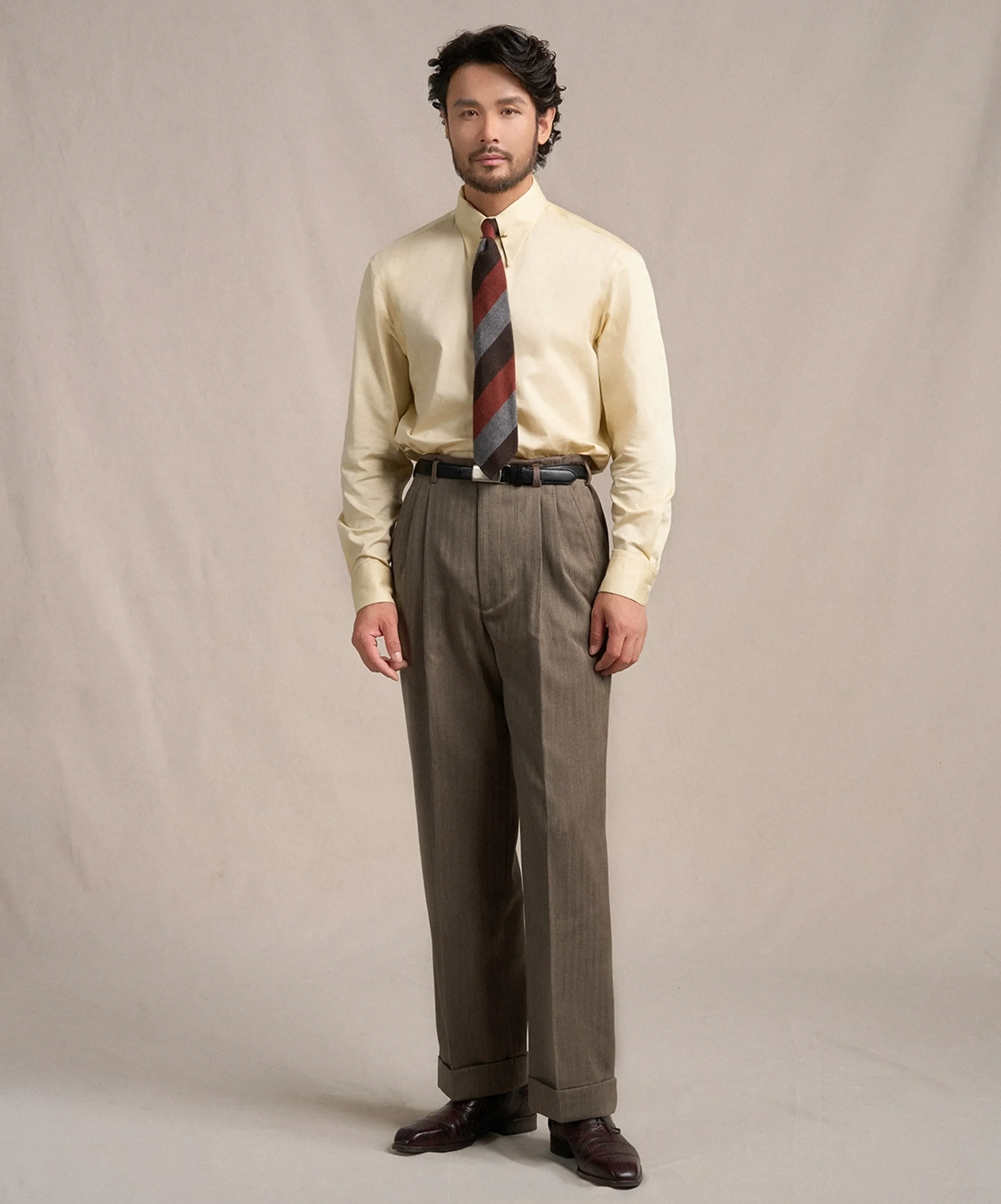 Hollywood Double-Pleat Pinstripe Wool Trousers - Image 4