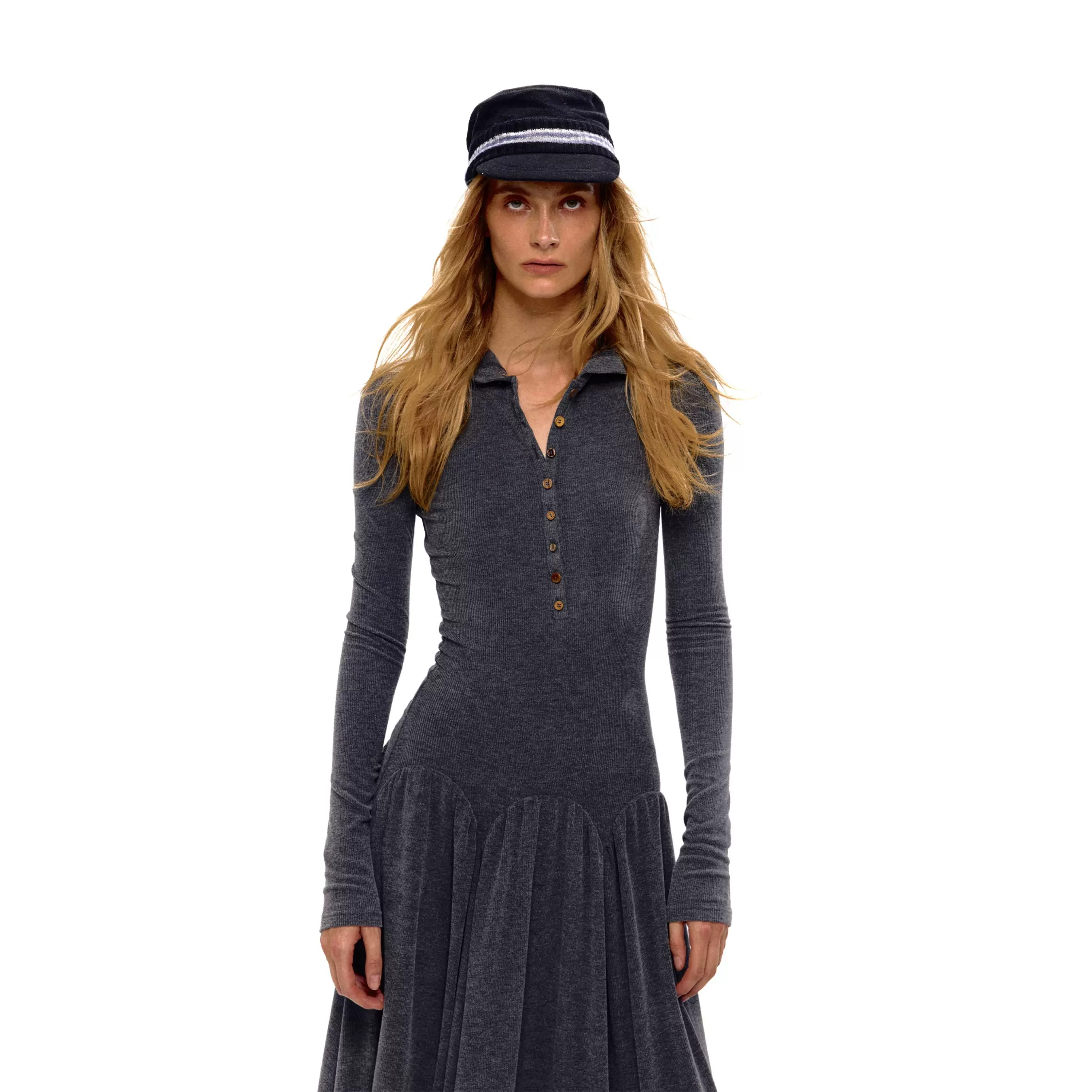 Hooded Button-Detail Dress - Image 2