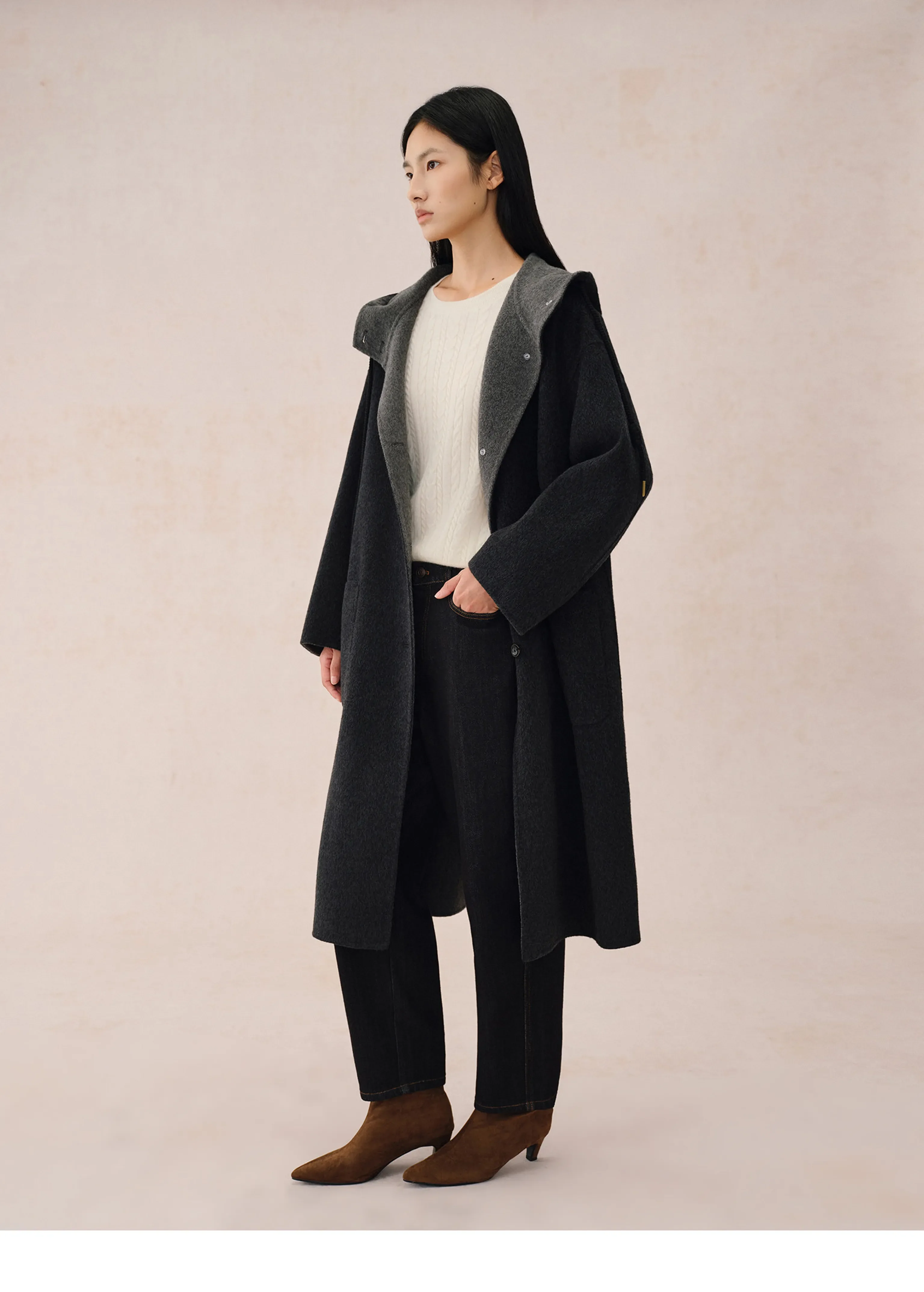Hooded Double-Face Wool Coat - Image 2