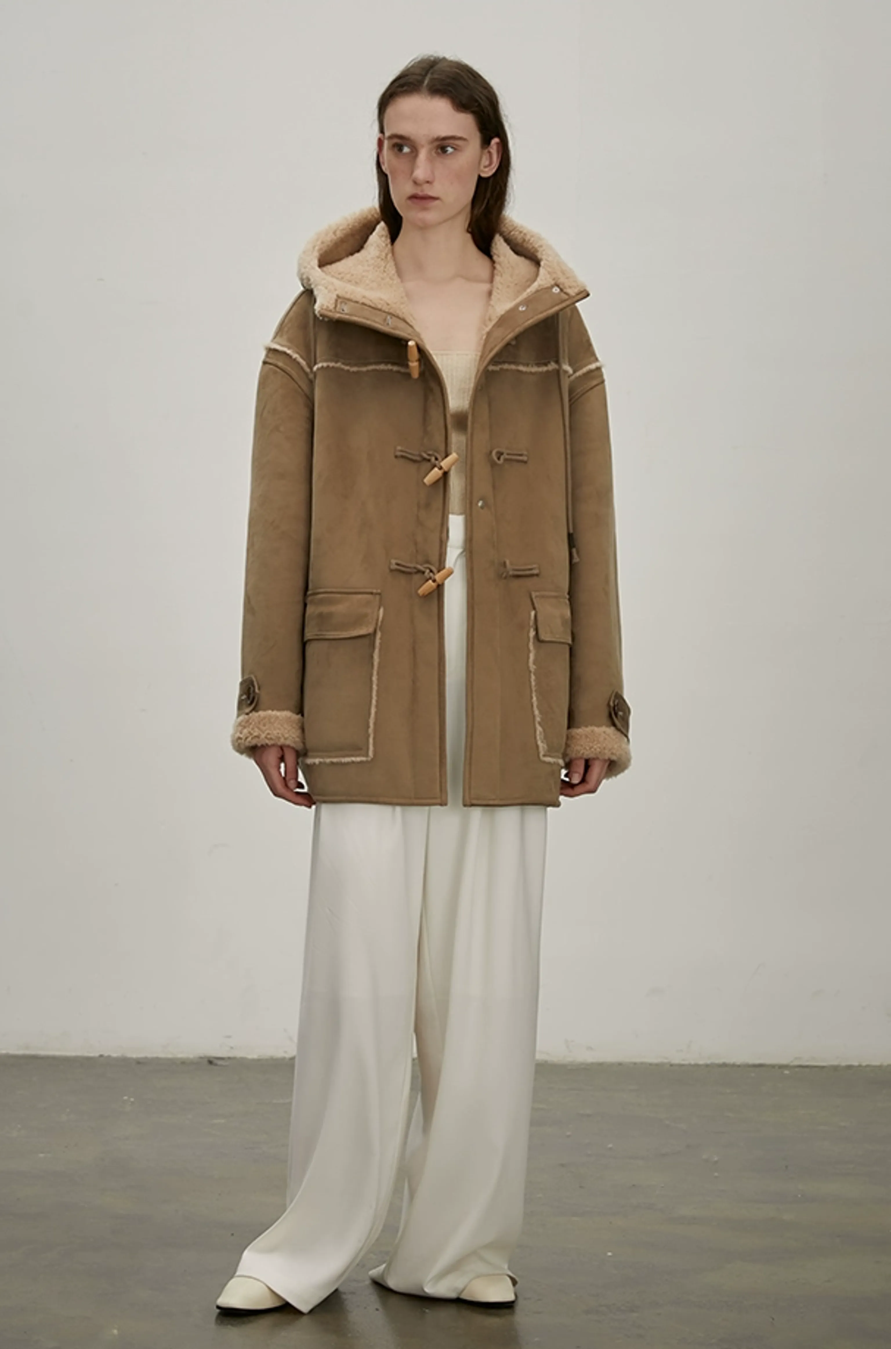 Hooded Faux Shearling Duffle Jacket - Image 2