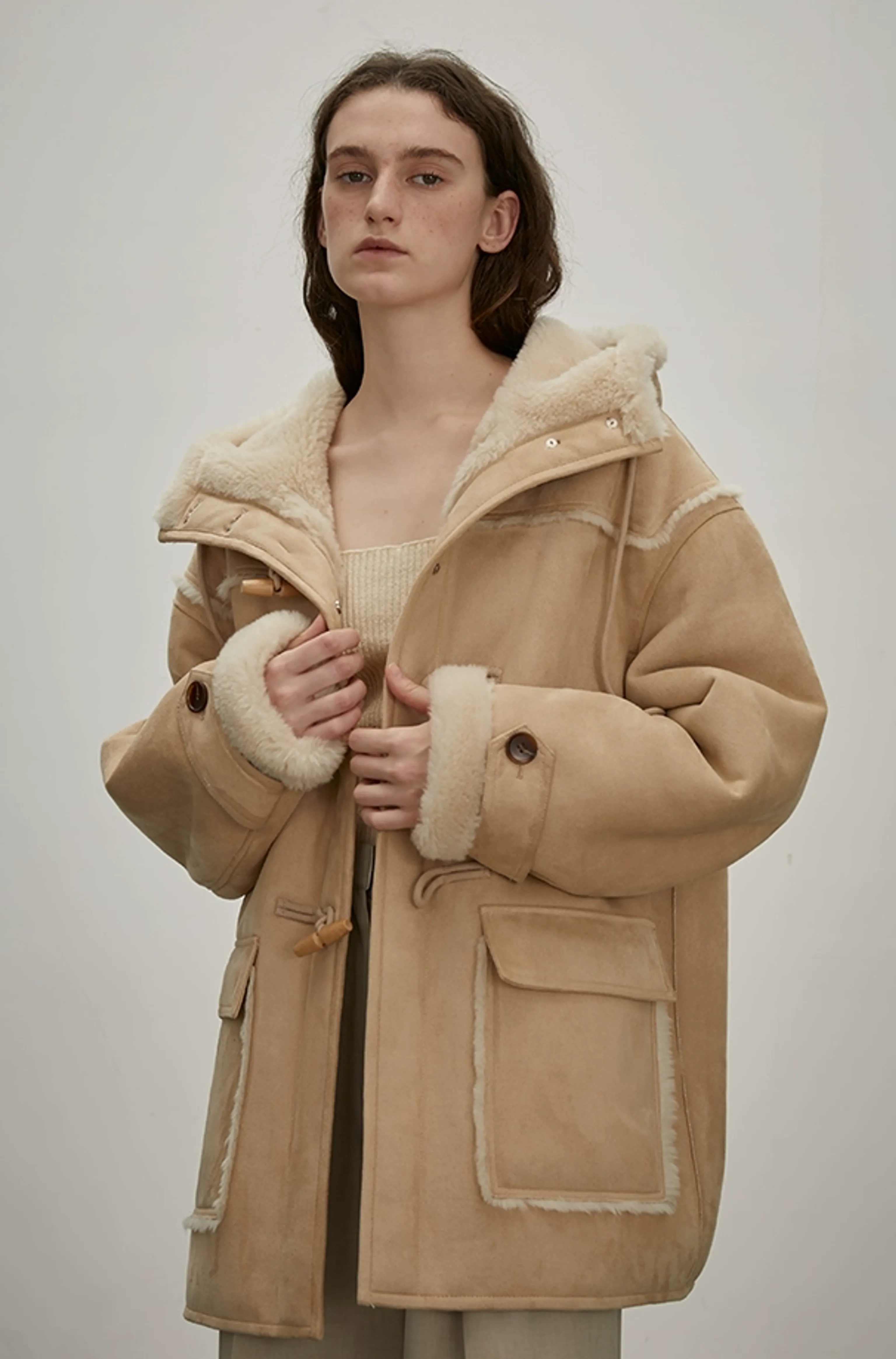 Hooded Faux Shearling Duffle Jacket - Image 6