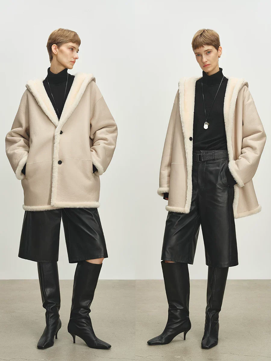 Hooded Merino Shearling Jacket - Image 4