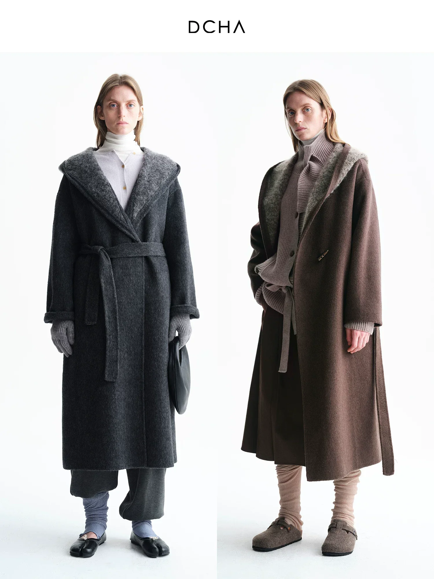 Hooded Patchwork Double-Faced Wool Coat