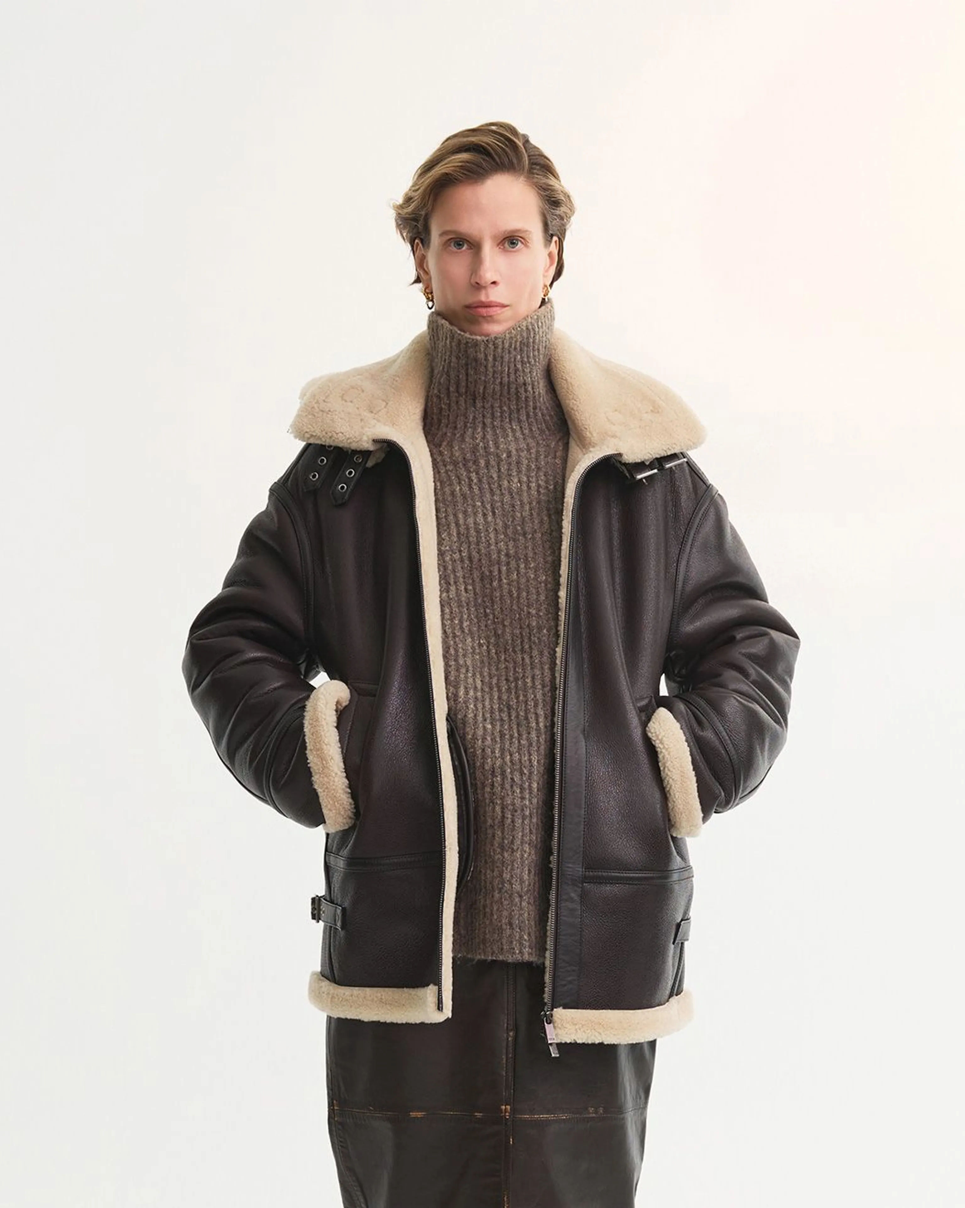 Hooded Sheepskin Aviator Jacket - Image 4