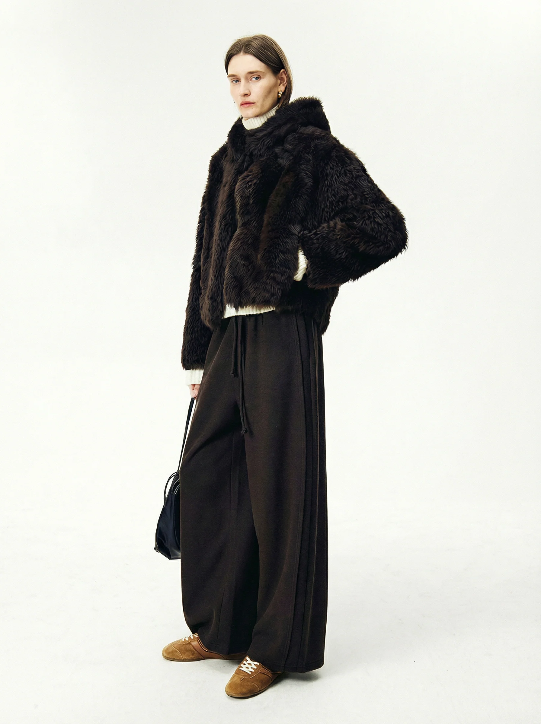 Hooded Toscana Shearling Short Coat - Image 5