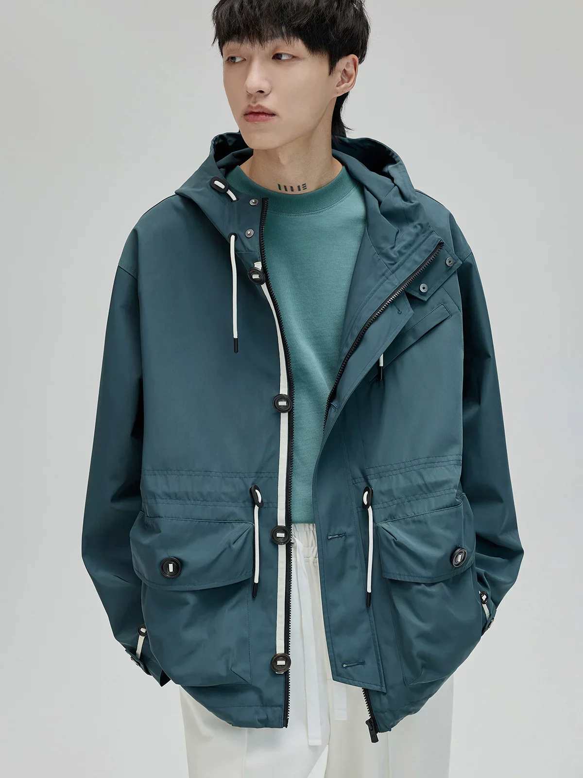 Hooded Twill Utility Jacket