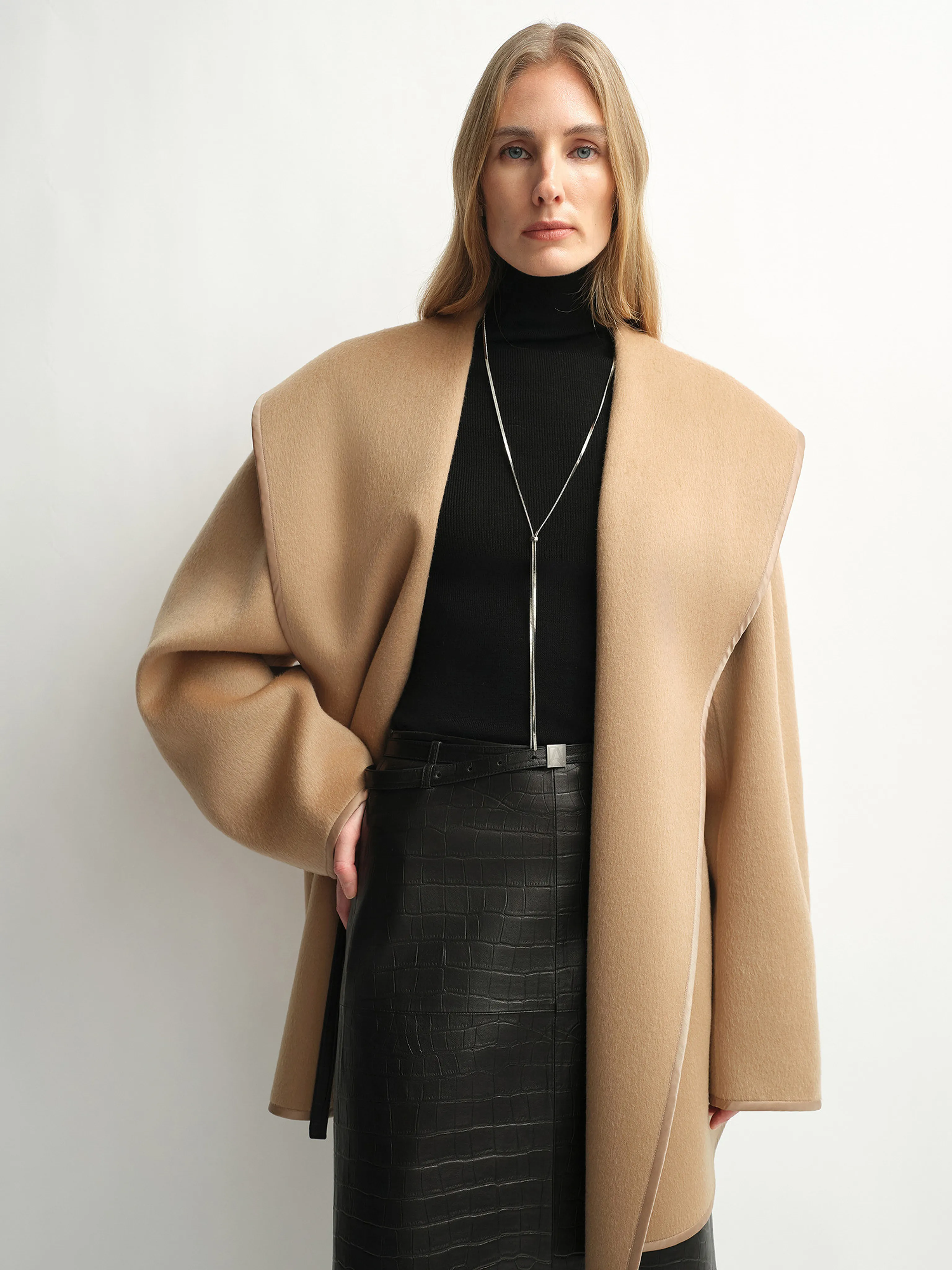 Hooded Wrap Coat - Image 4
