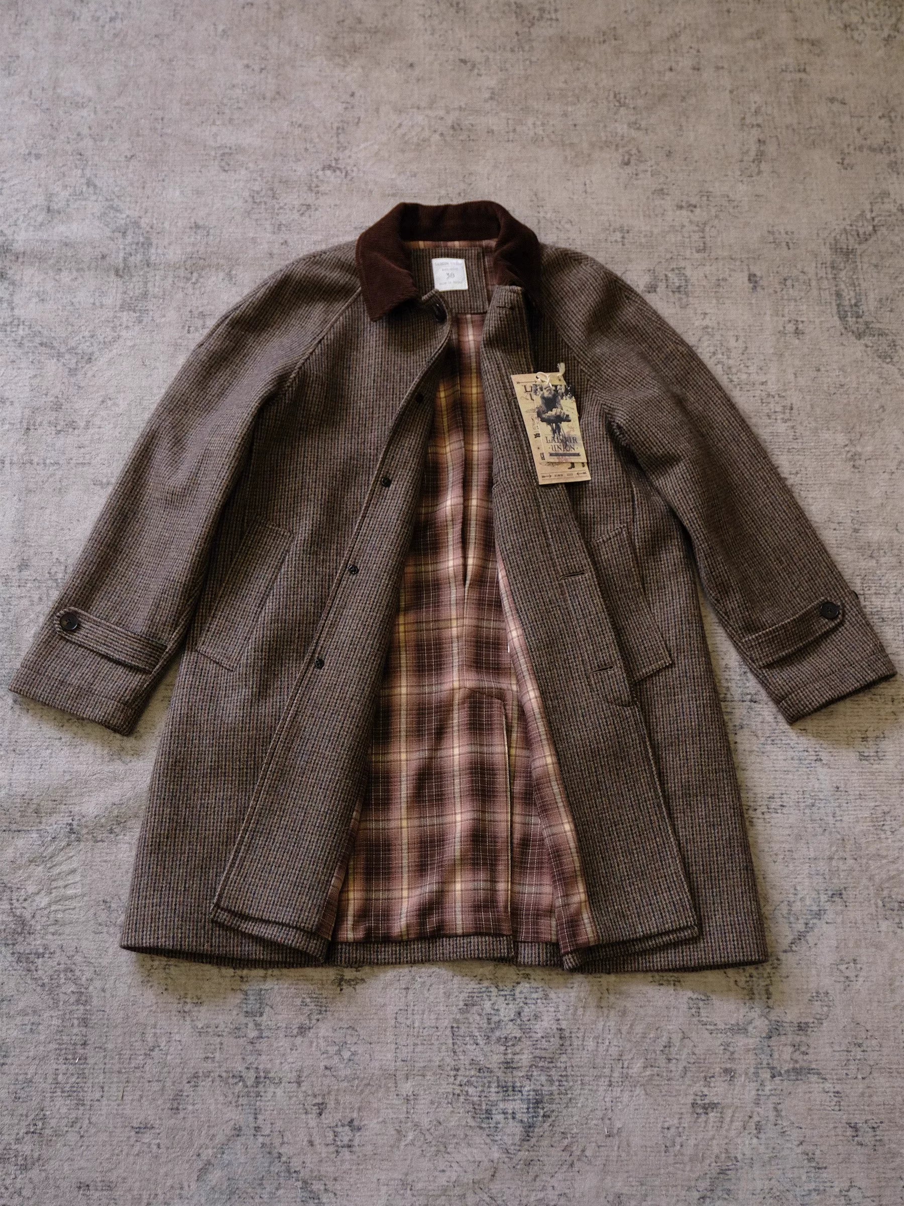 Houndstooth Raglan Wool Coat - Image 5