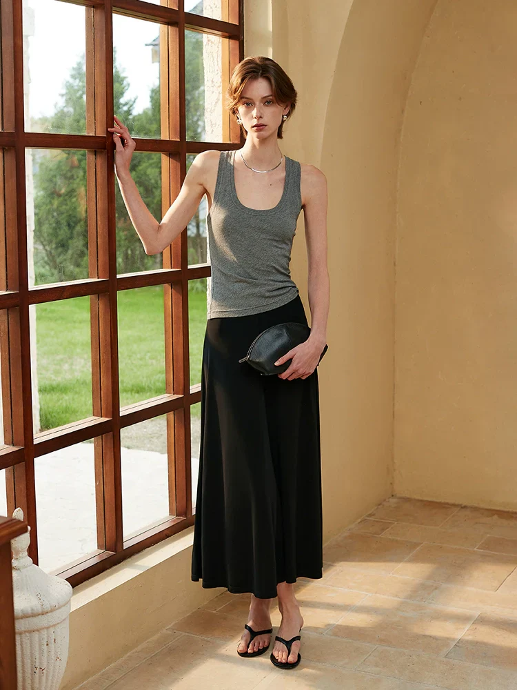Ice Skin Viscose A-Line Skirt