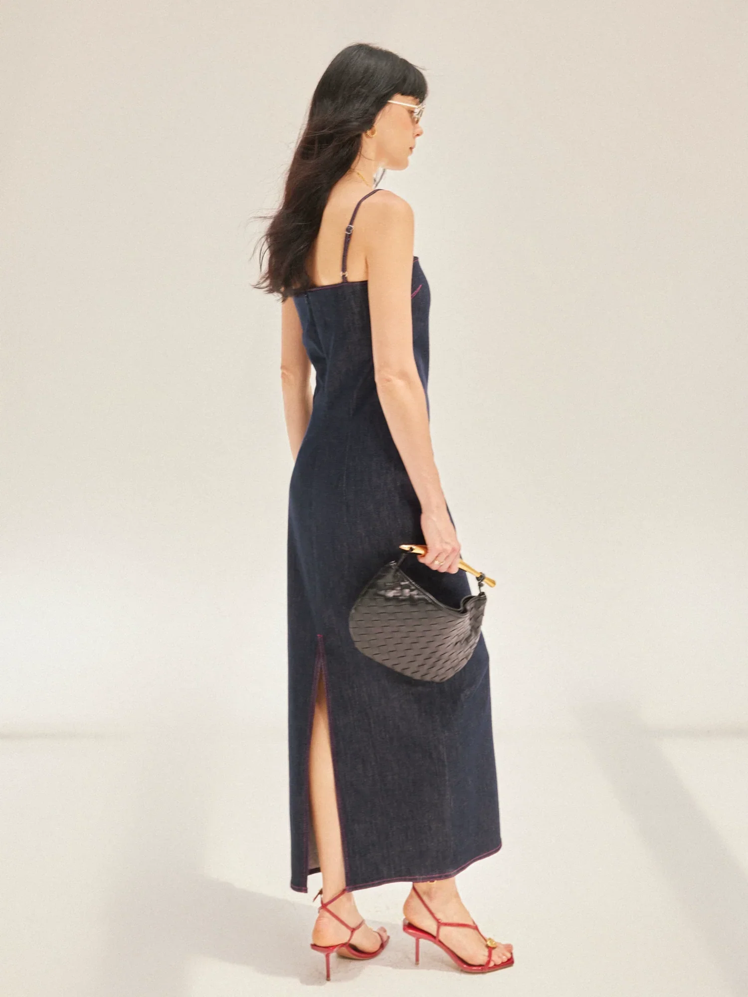 Indigo Denim Column Slip Dress - Image 3