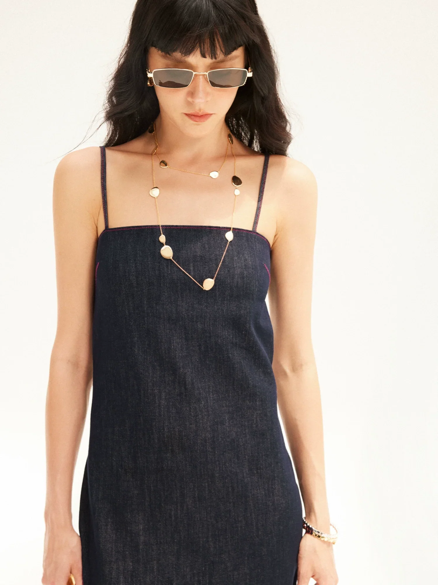 Indigo Denim Column Slip Dress - Image 4