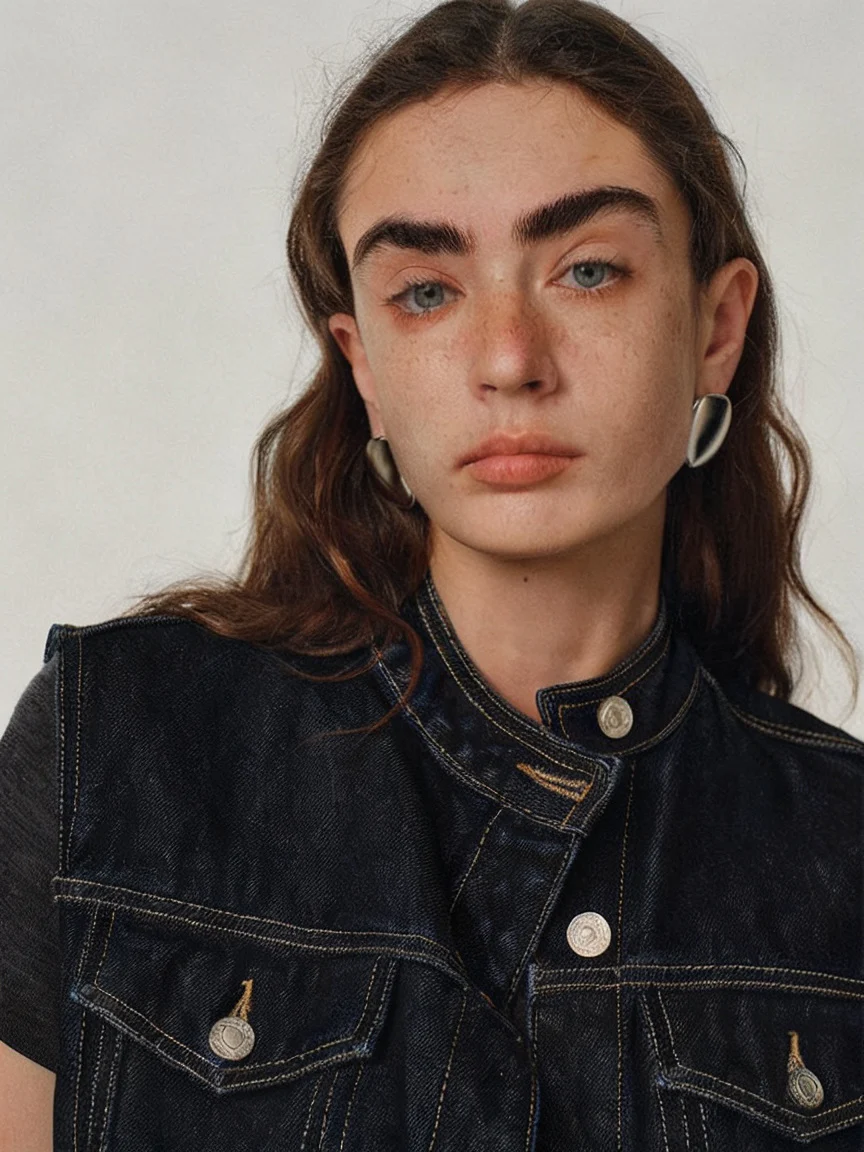Indigo Denim Stand-Collar Vest - Image 4