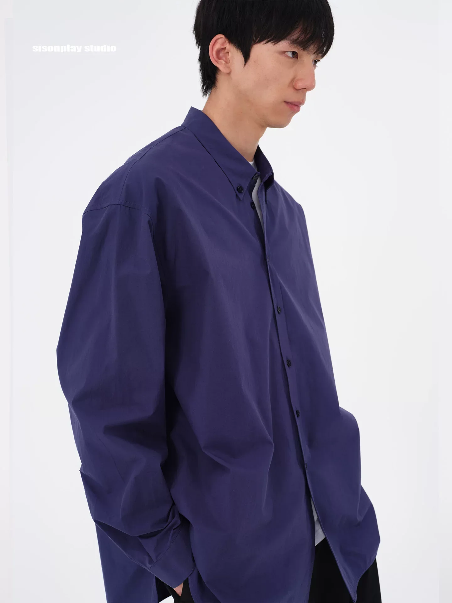 Indigo Oversized Cotton Shirt - Image 4