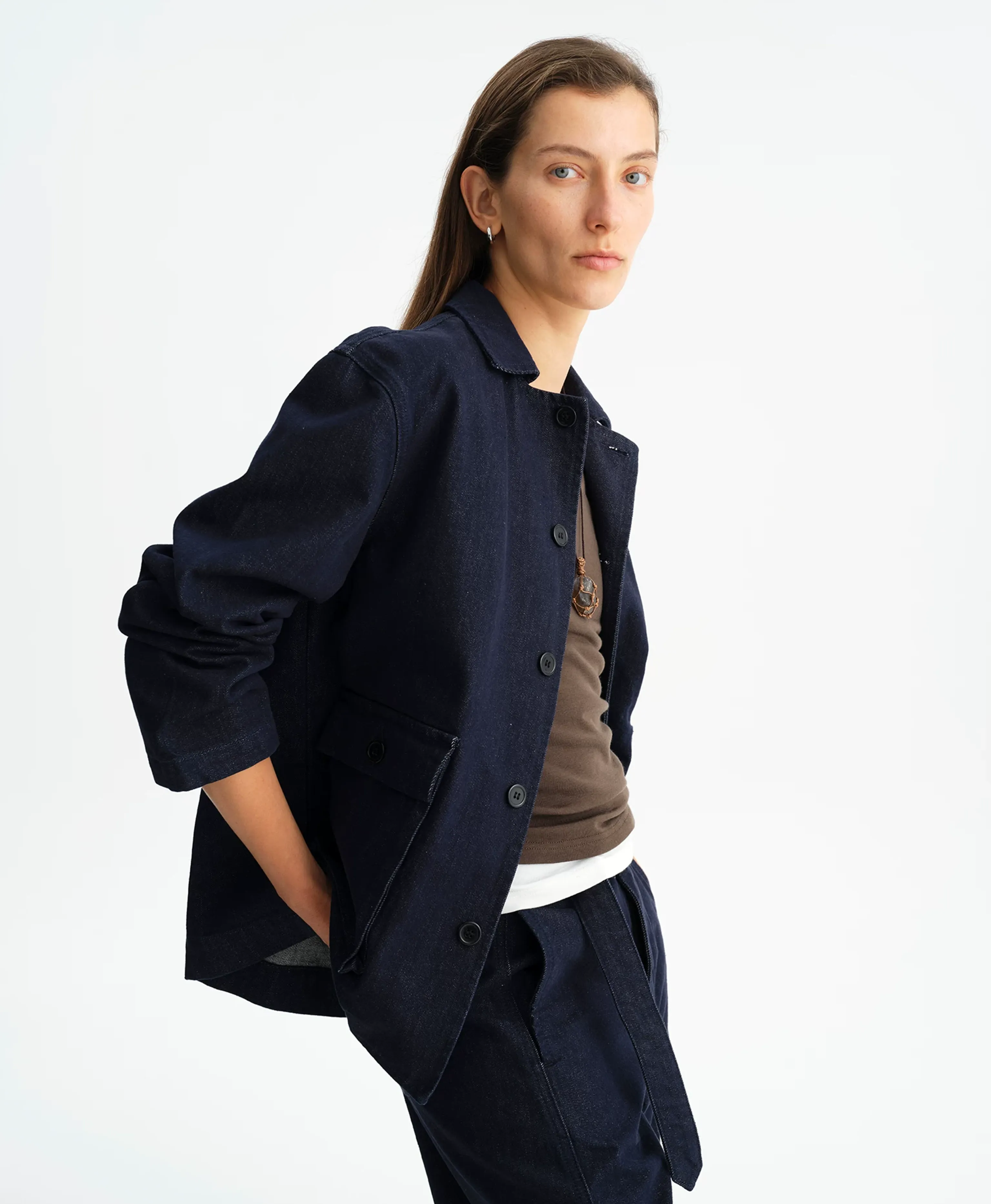 Indigo Oversized Denim Chore Jacket - Image 5