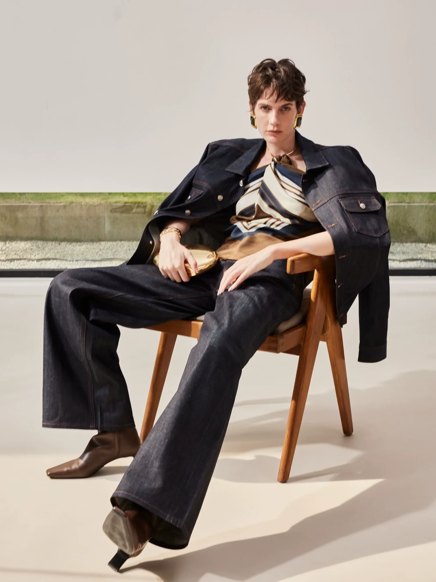Indigo Selvedge Denim Jacket & Wide-Leg Jeans Set