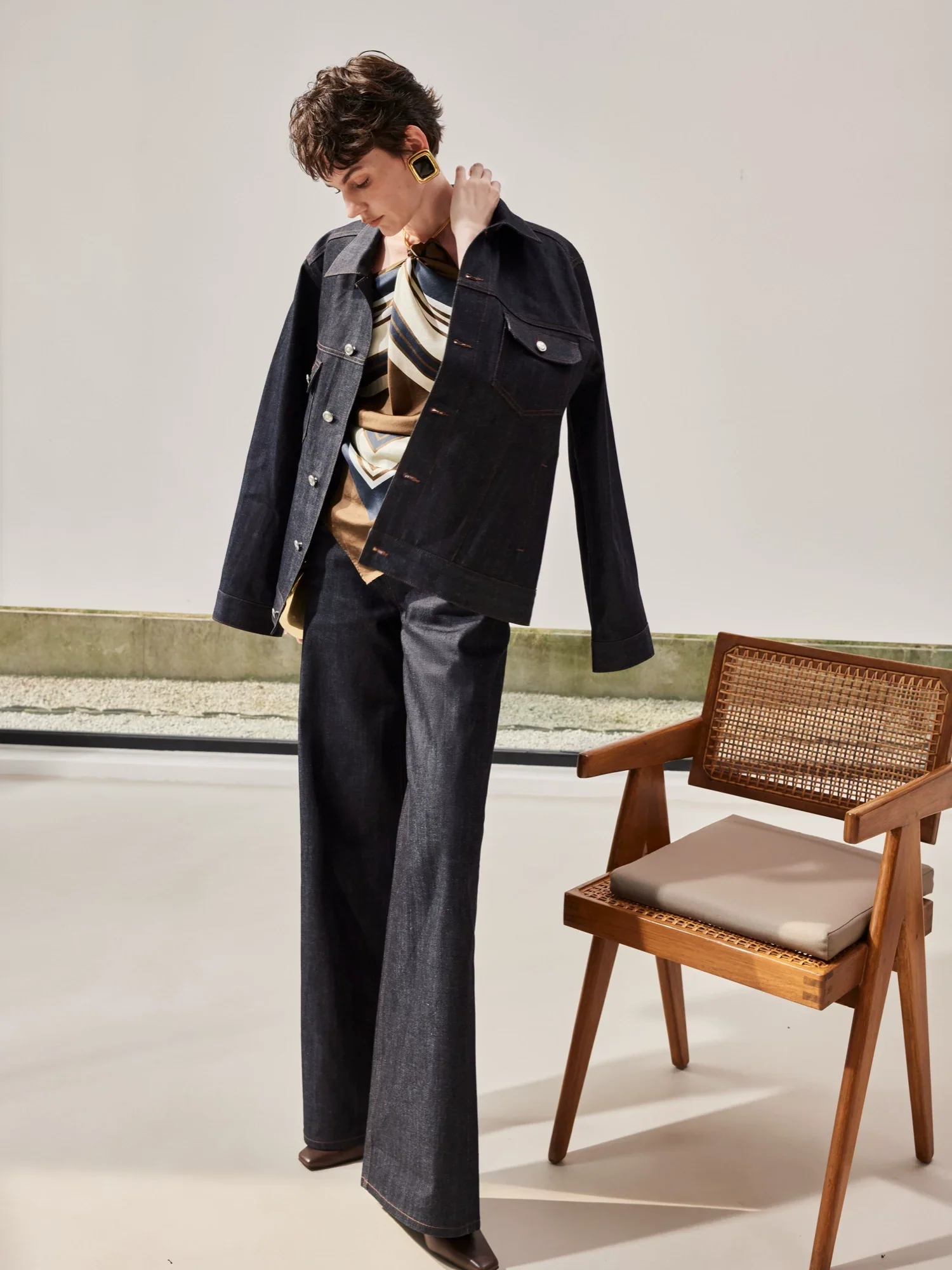 Indigo Selvedge Denim Jacket & Wide-Leg Jeans Set - Image 2