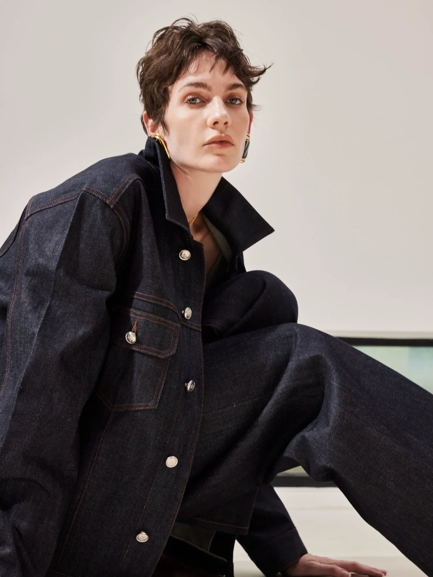 Indigo Selvedge Denim Jacket & Wide-Leg Jeans Set - Image 3