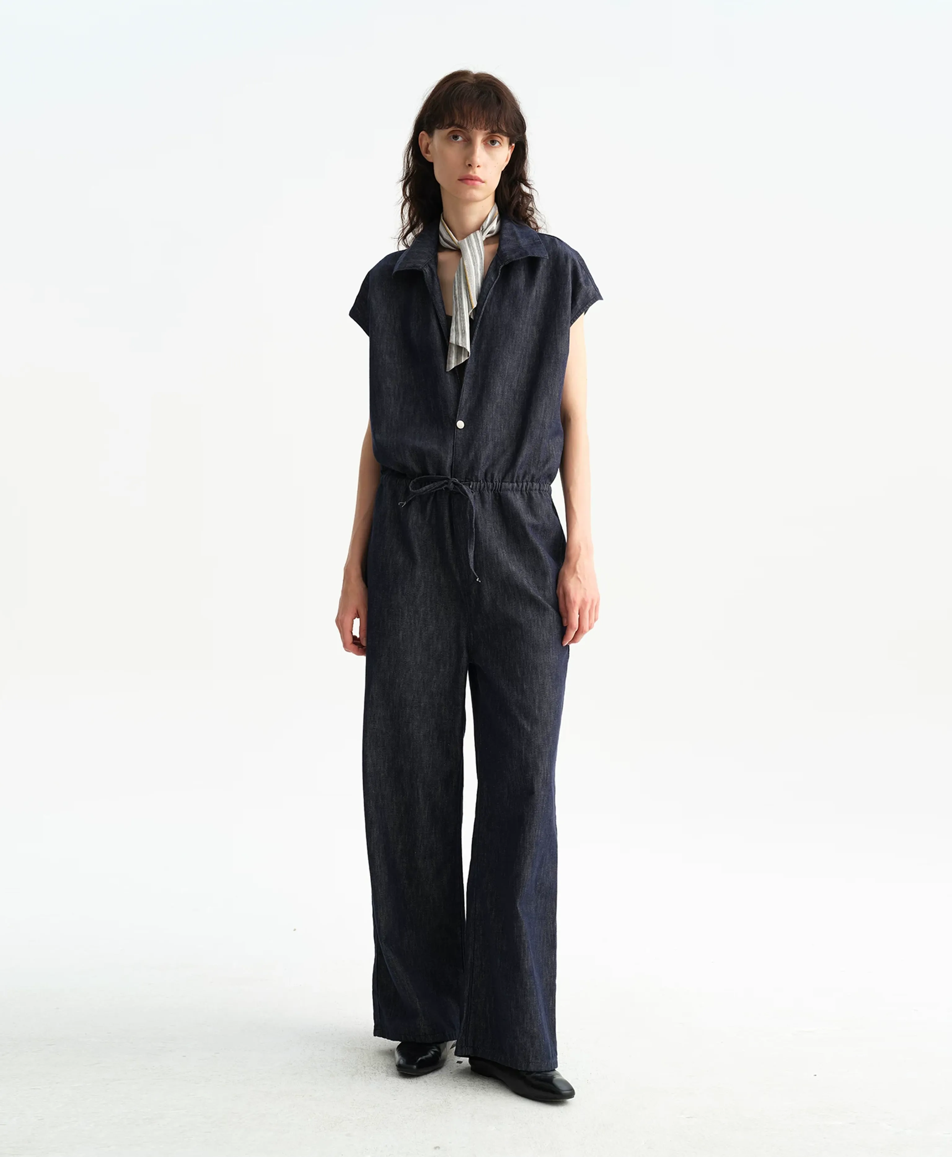 Indigo V-Neck Drawstring Jumpsuit - Image 3