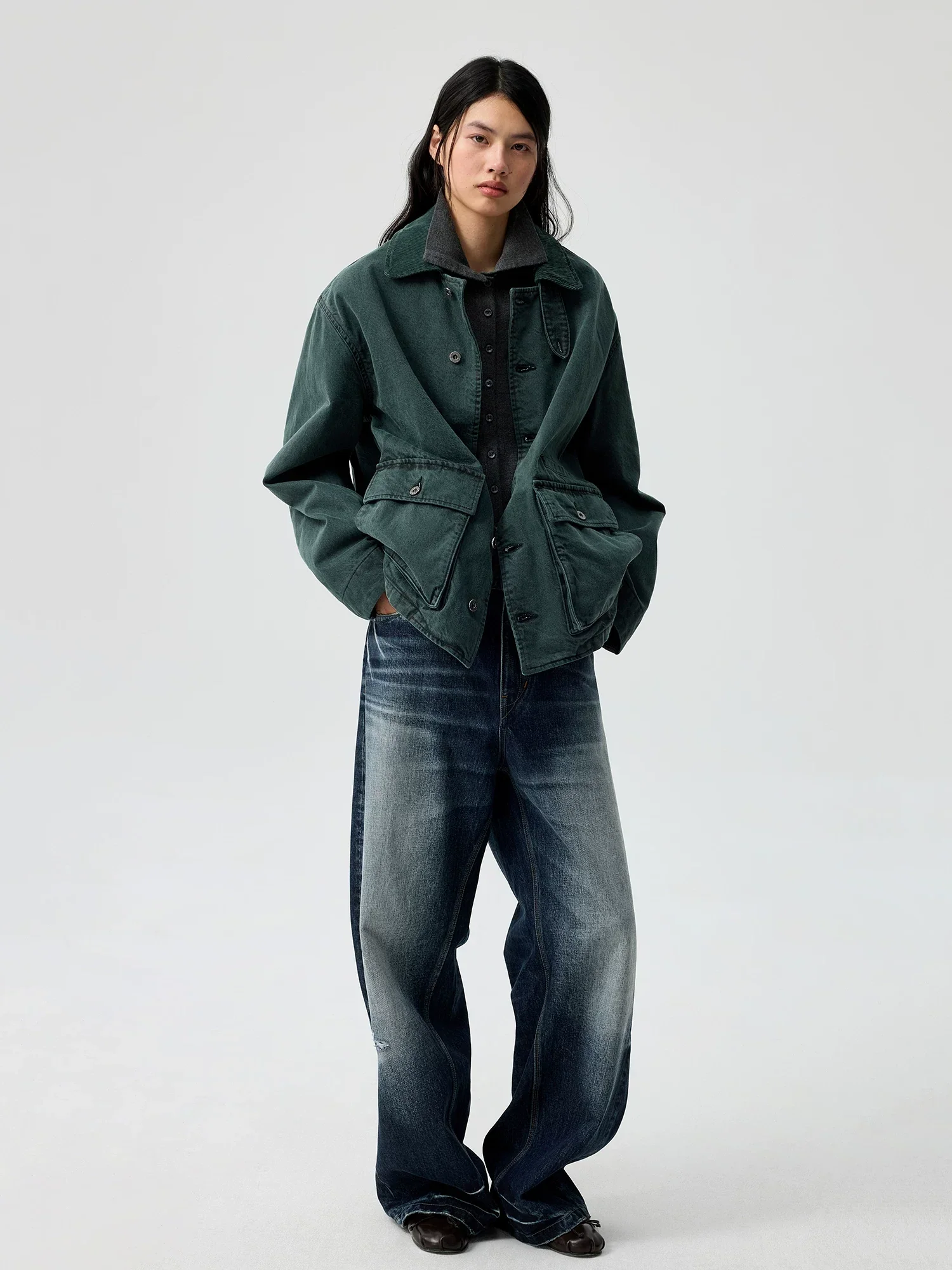 Indigo Whiskered Wide-Leg Jeans - Image 2