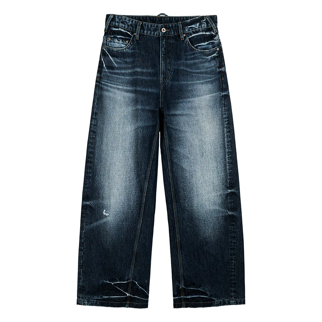 Indigo Whiskered Wide-Leg Jeans - Image 6