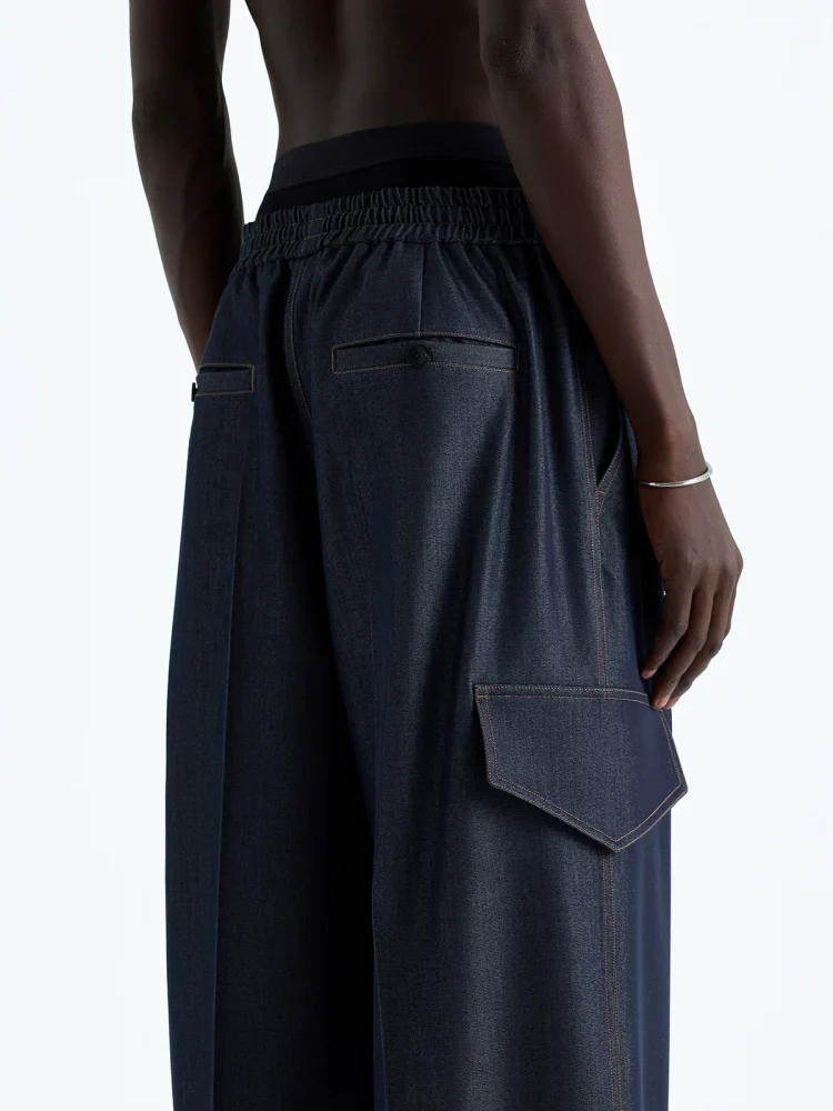 Indigo Wide-Leg Cargo Pants - Image 3