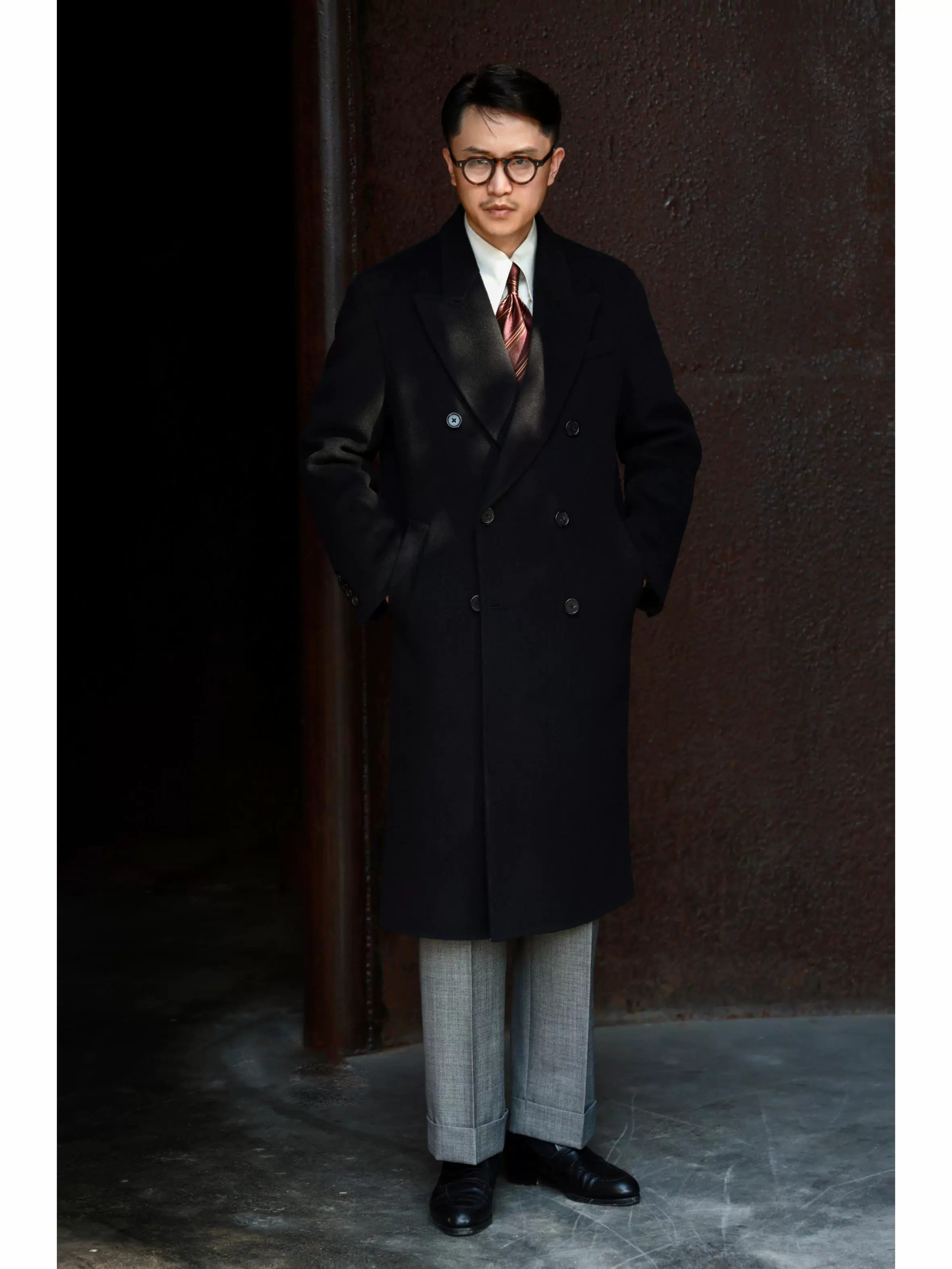 Inkstone Merino Double-Breasted Overcoat