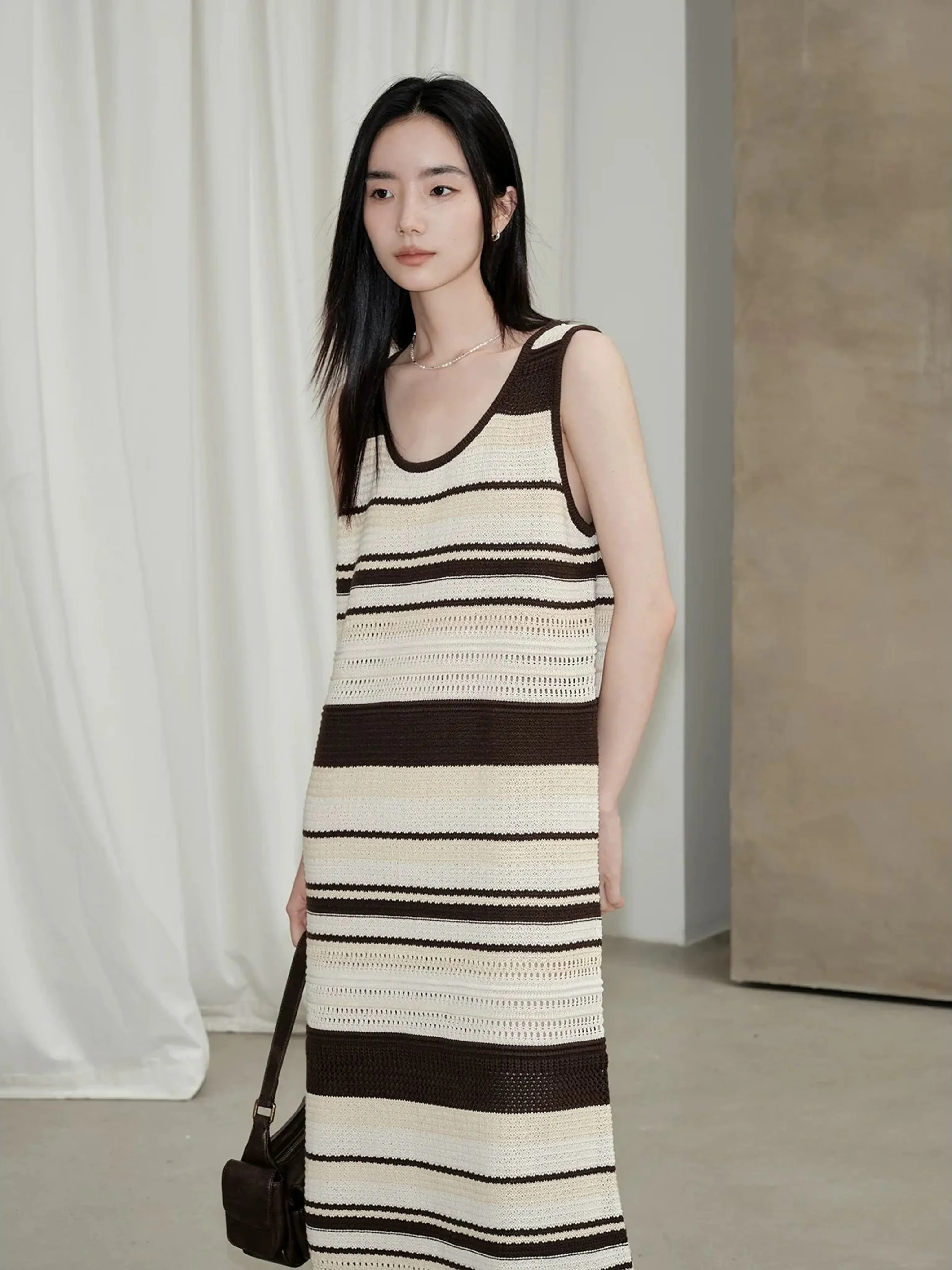 Irregular Striped Knit Dress - Image 5