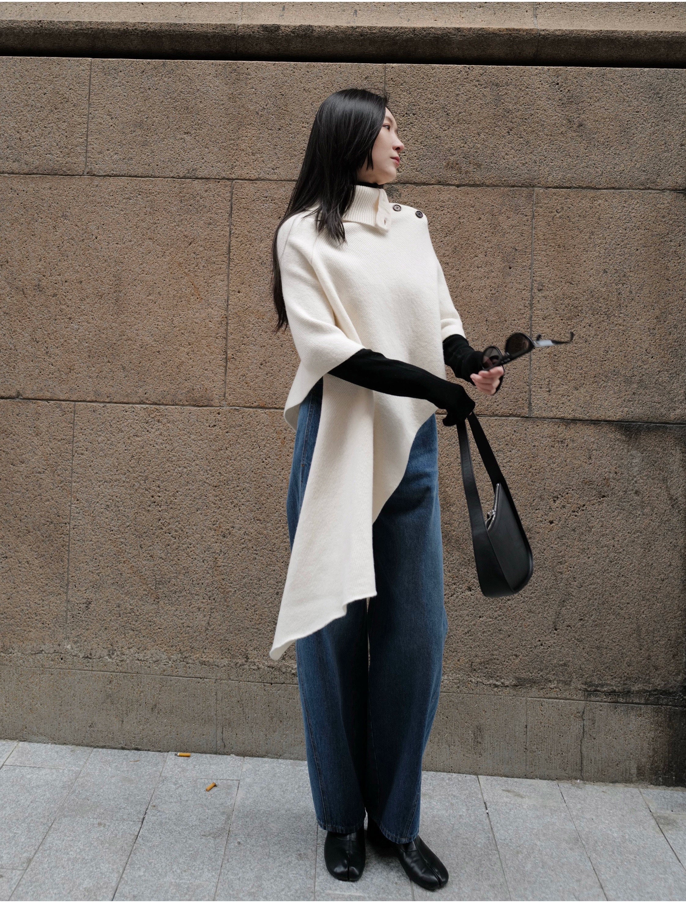 Italian Cashwool Knitted Poncho - Image 2
