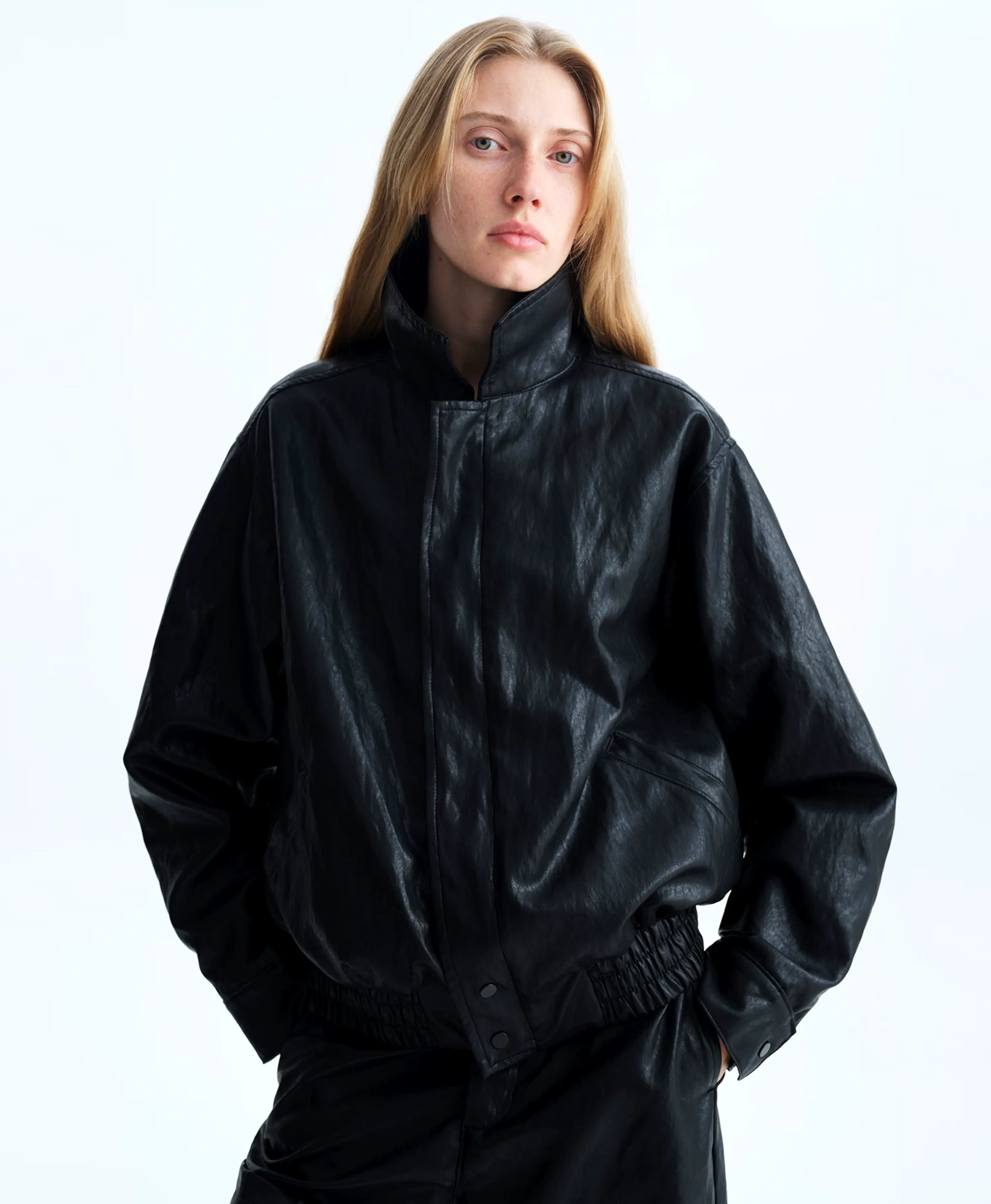 Italian Eco Faux Leather Blouson Jacket - Image 3