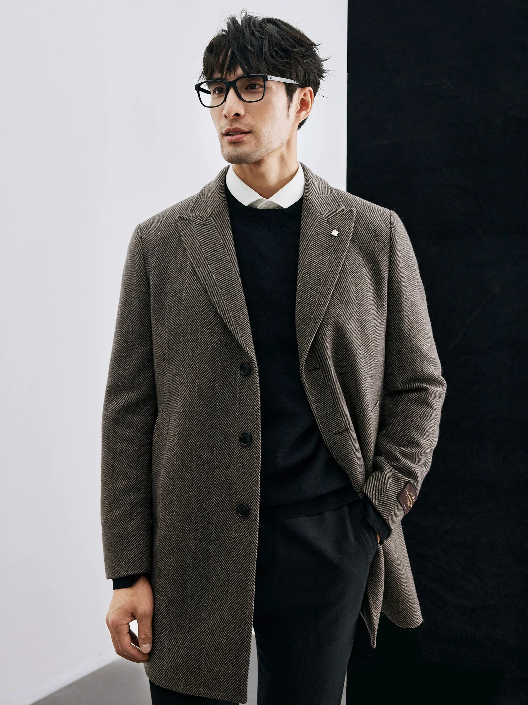 Italian Herringbone Wool Topcoat