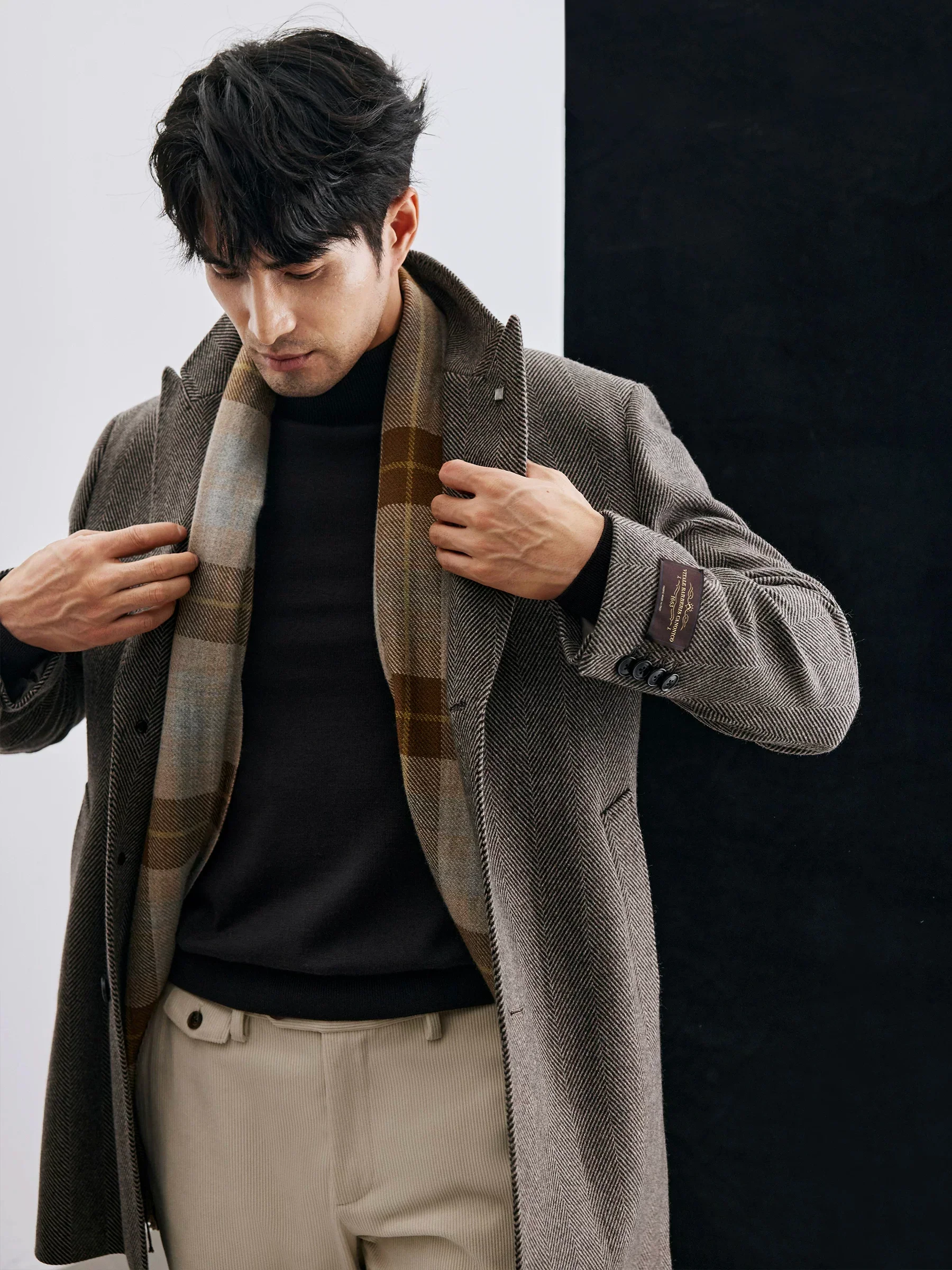 Italian Herringbone Wool Topcoat - Image 4