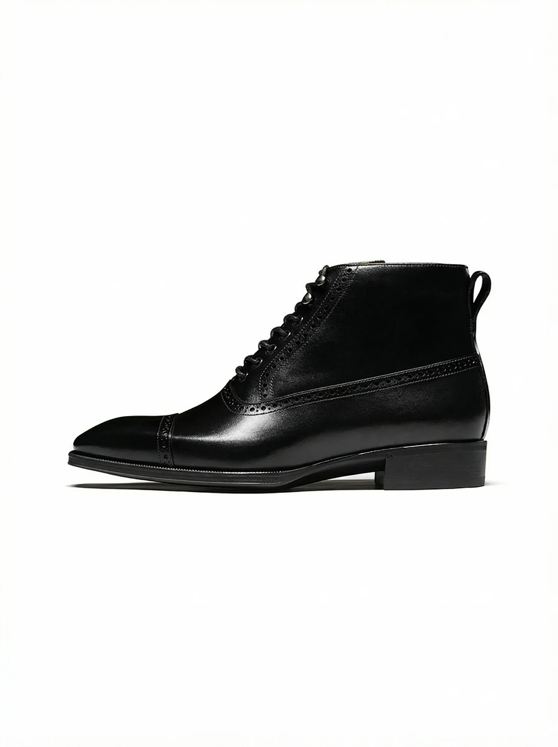 Italian Leather Brogue Cap-Toe Boot - Image 3
