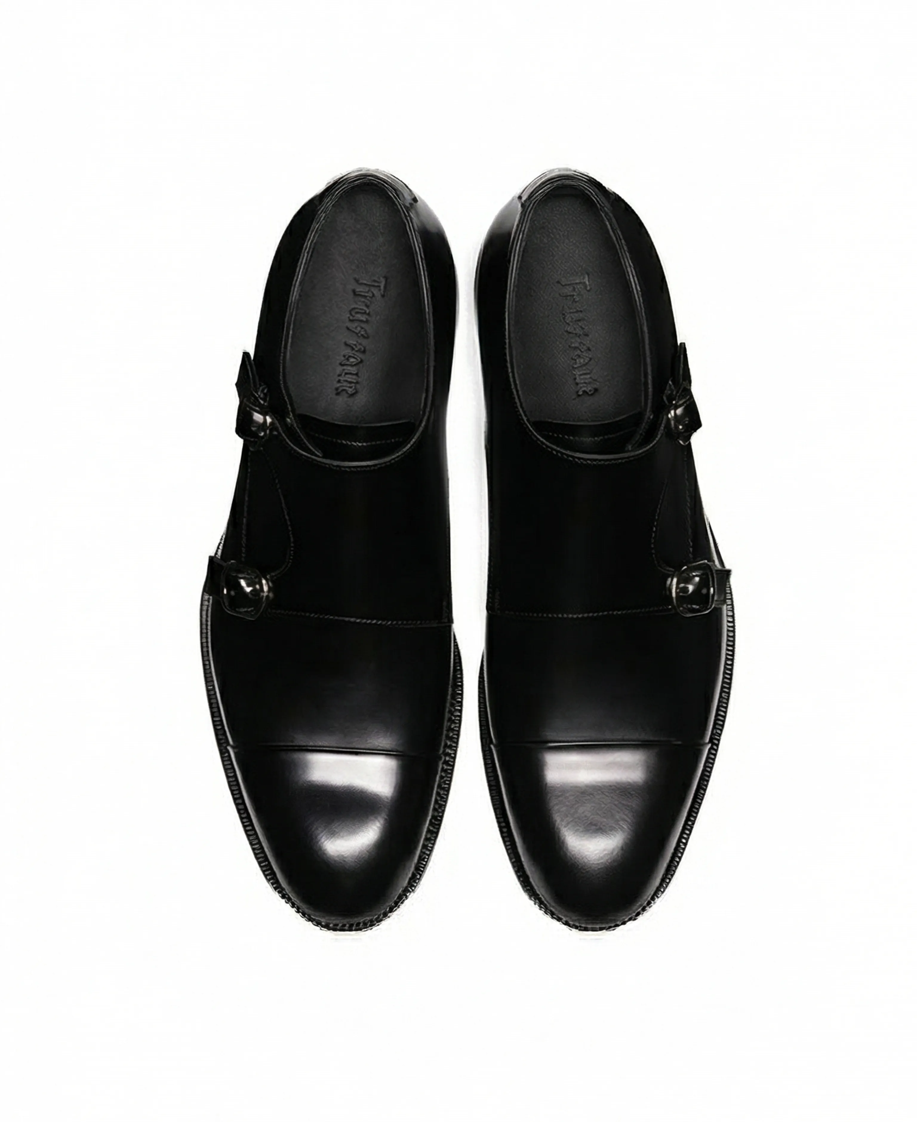 Italian Leather Goodyear-Welted Double Monk Cap-Toe Shoes - Image 3