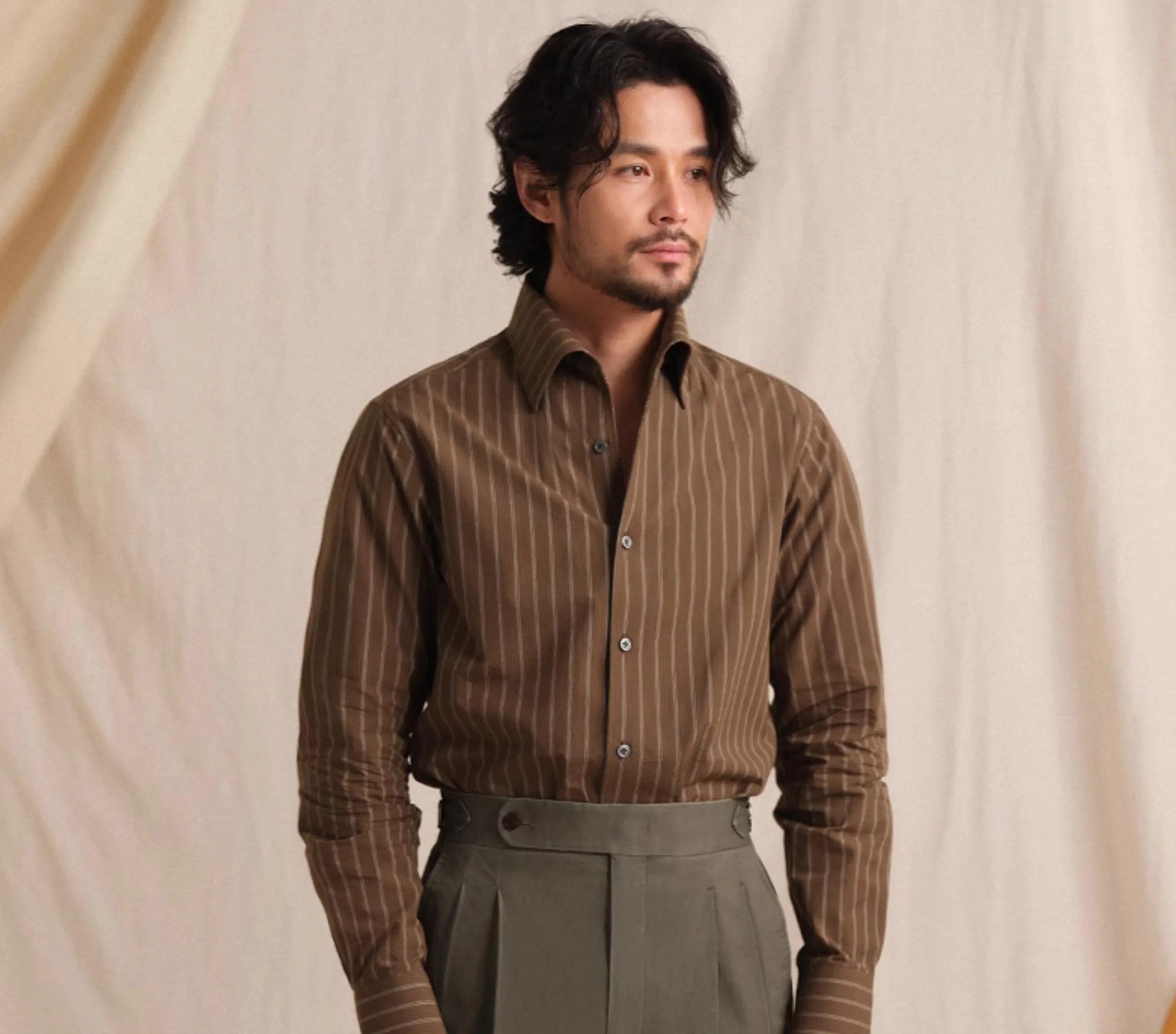 Italian One-Piece Collar Stripe Shirt
